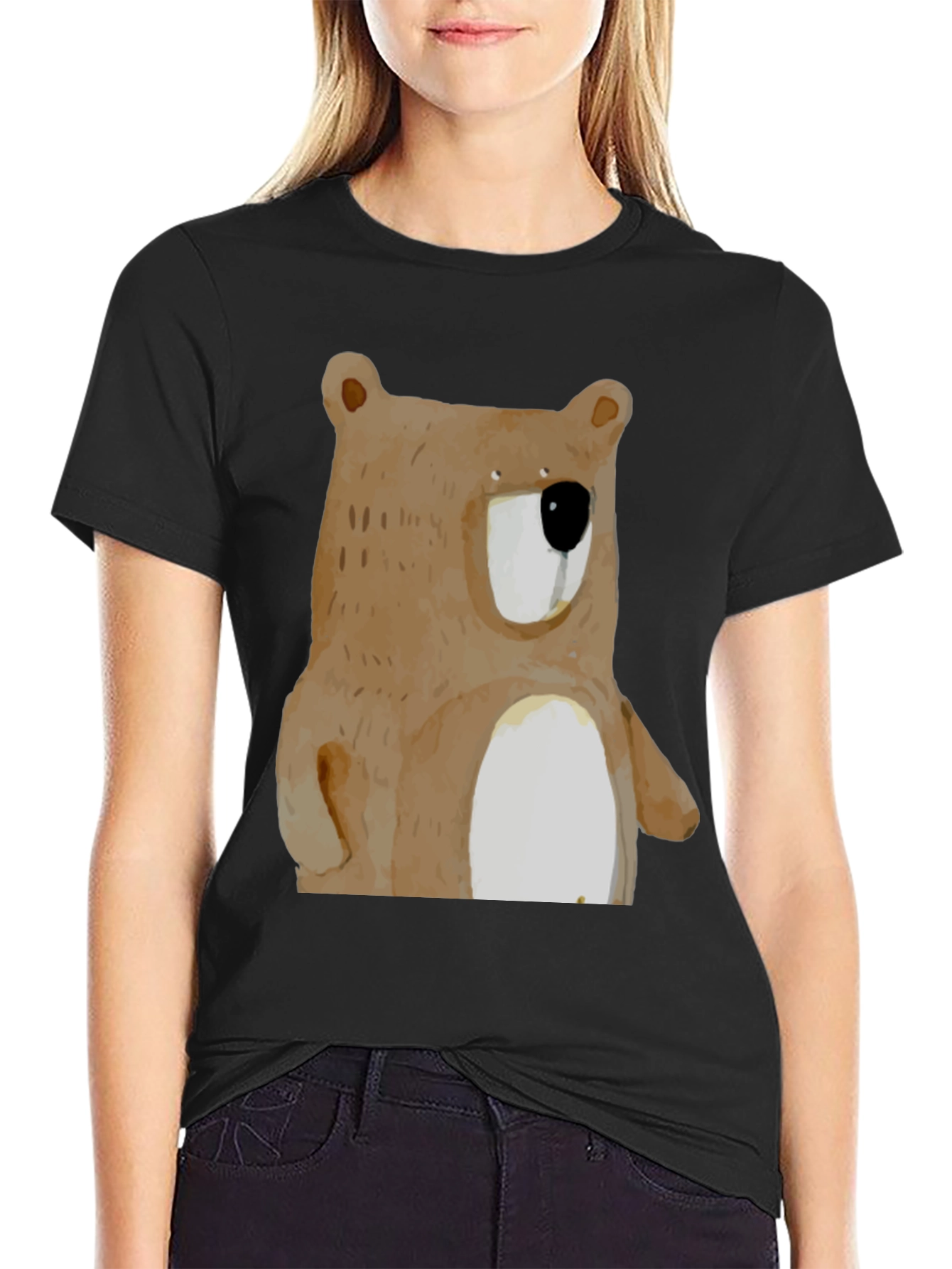 Bear Graphic Print Crew Neck T-Shirt