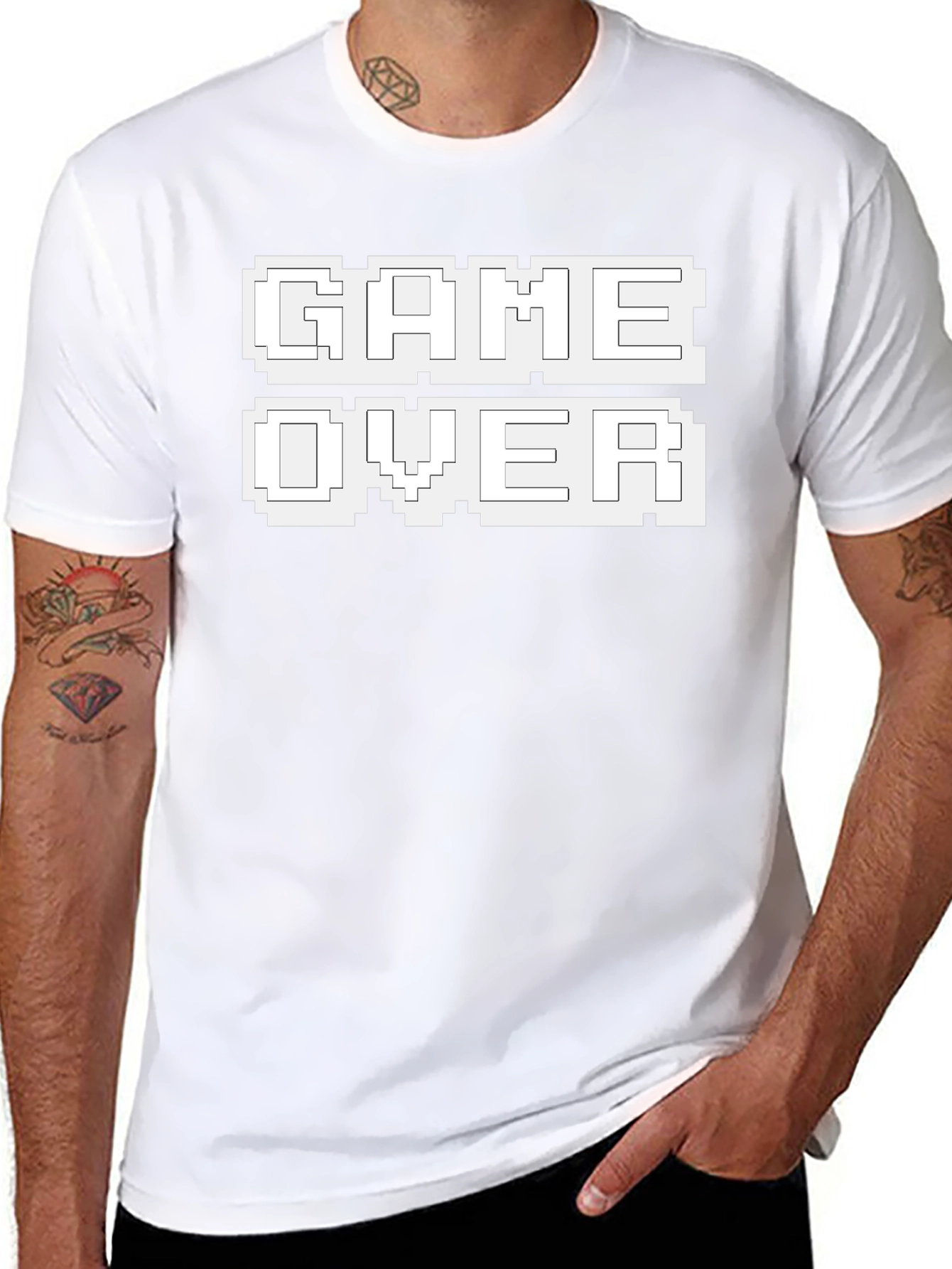Game Over Pixel Art Graphic T-Shirt - Black