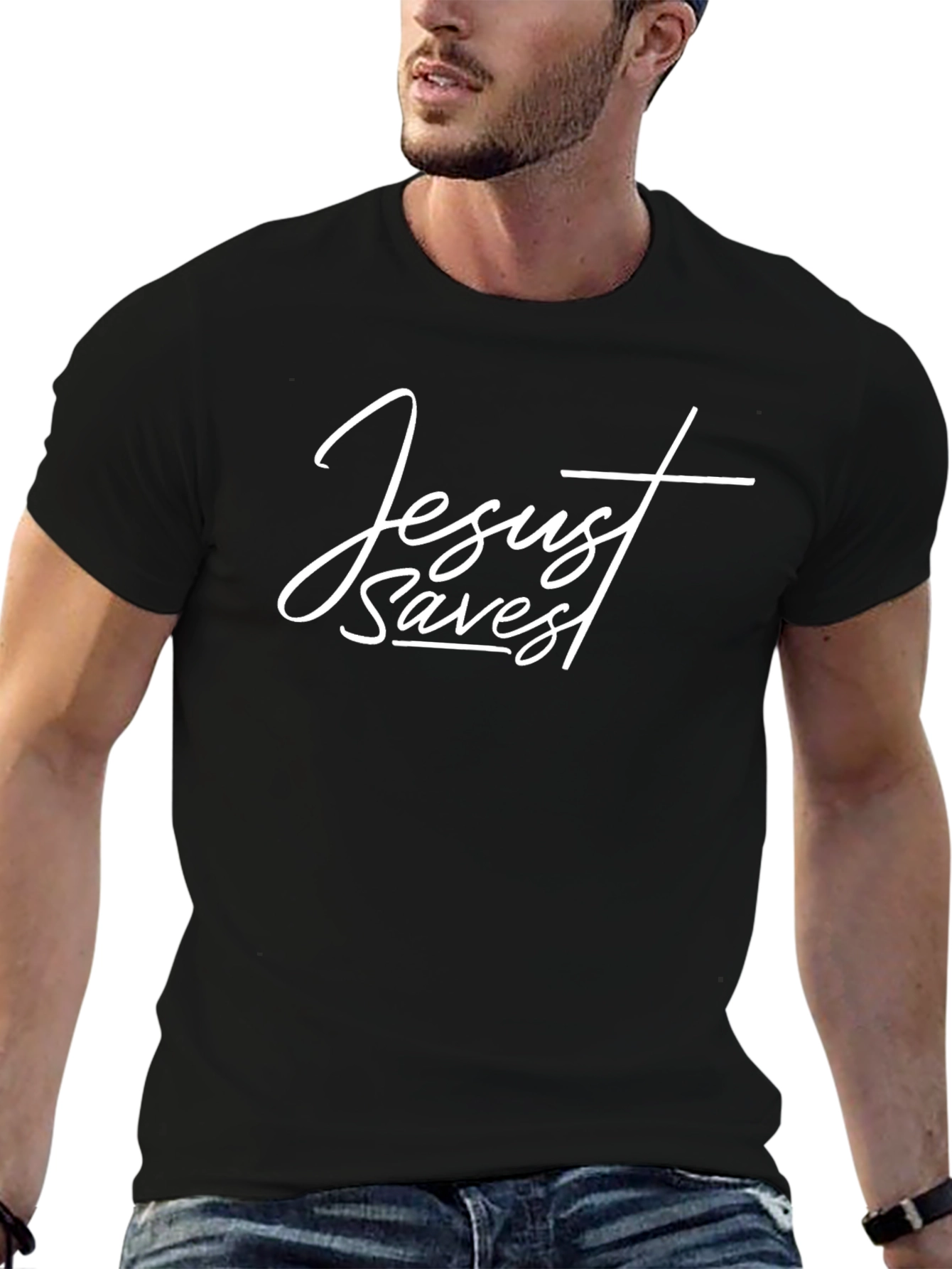 Jesus Saves Black T-Shirt