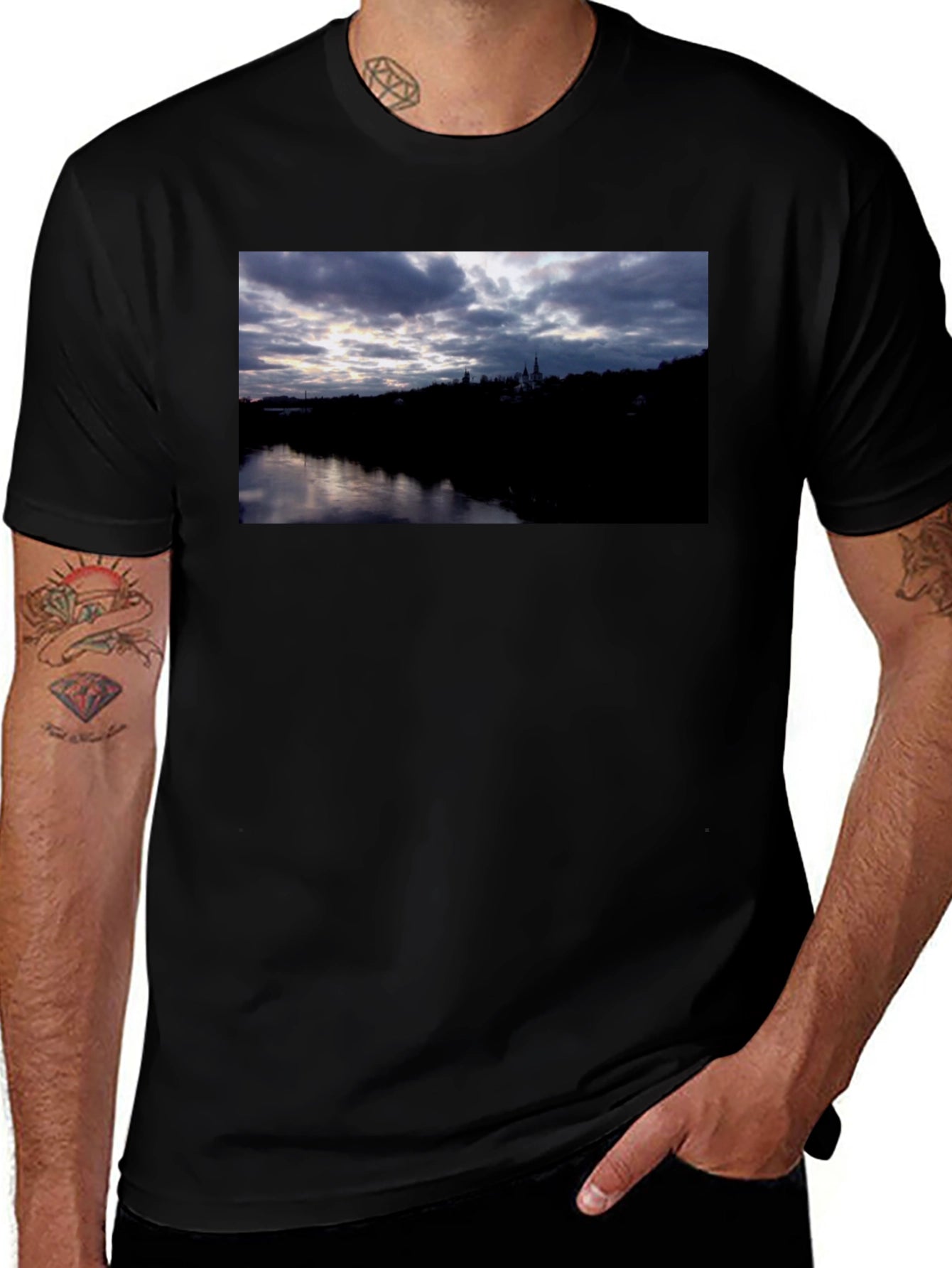 River View Graphic Tee - Black Cotton Comfort