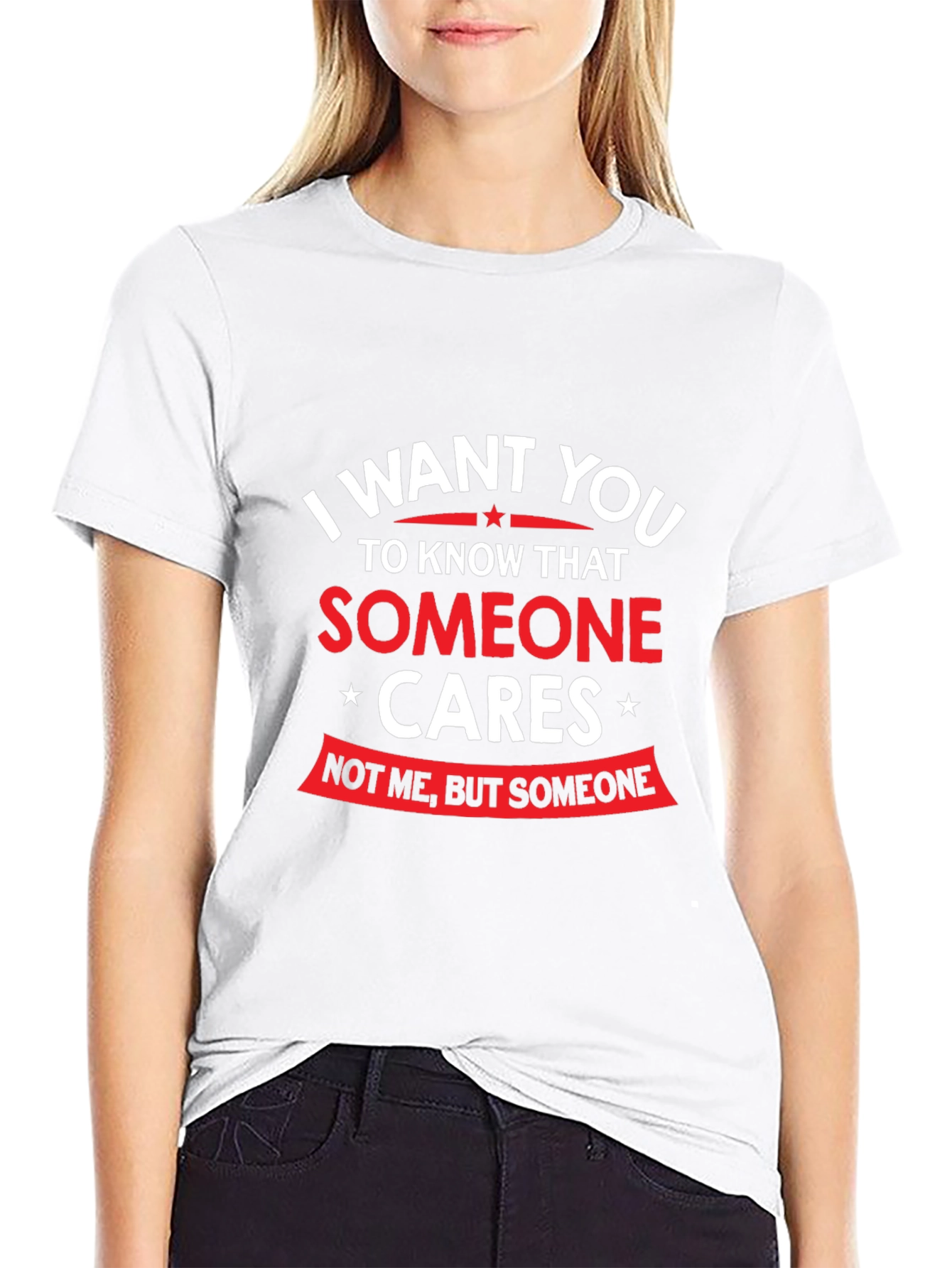 Humorous Someone Cares Graphic Tee - Black T-Shirt