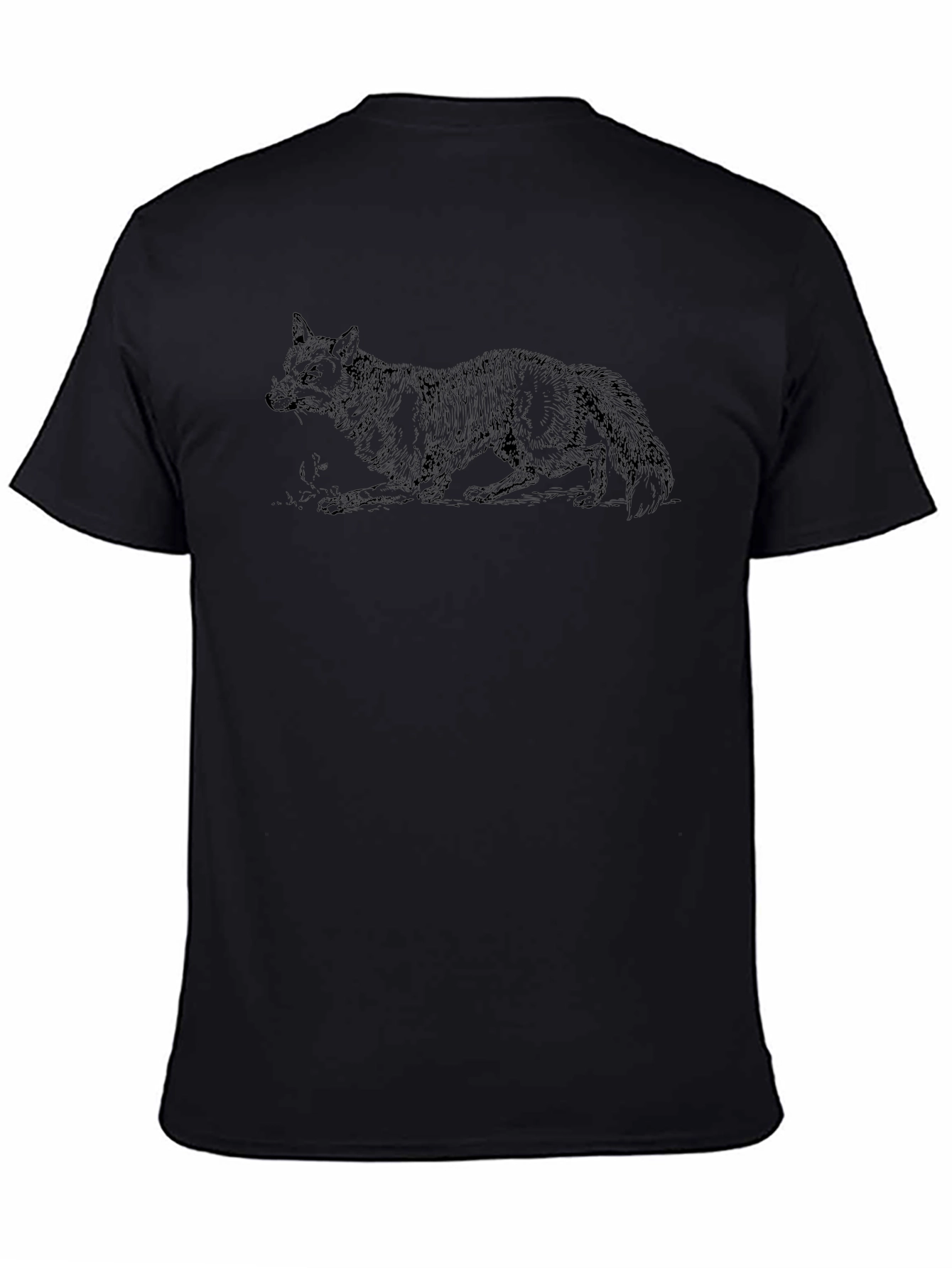 Black T-Shirt with Fox Illustration