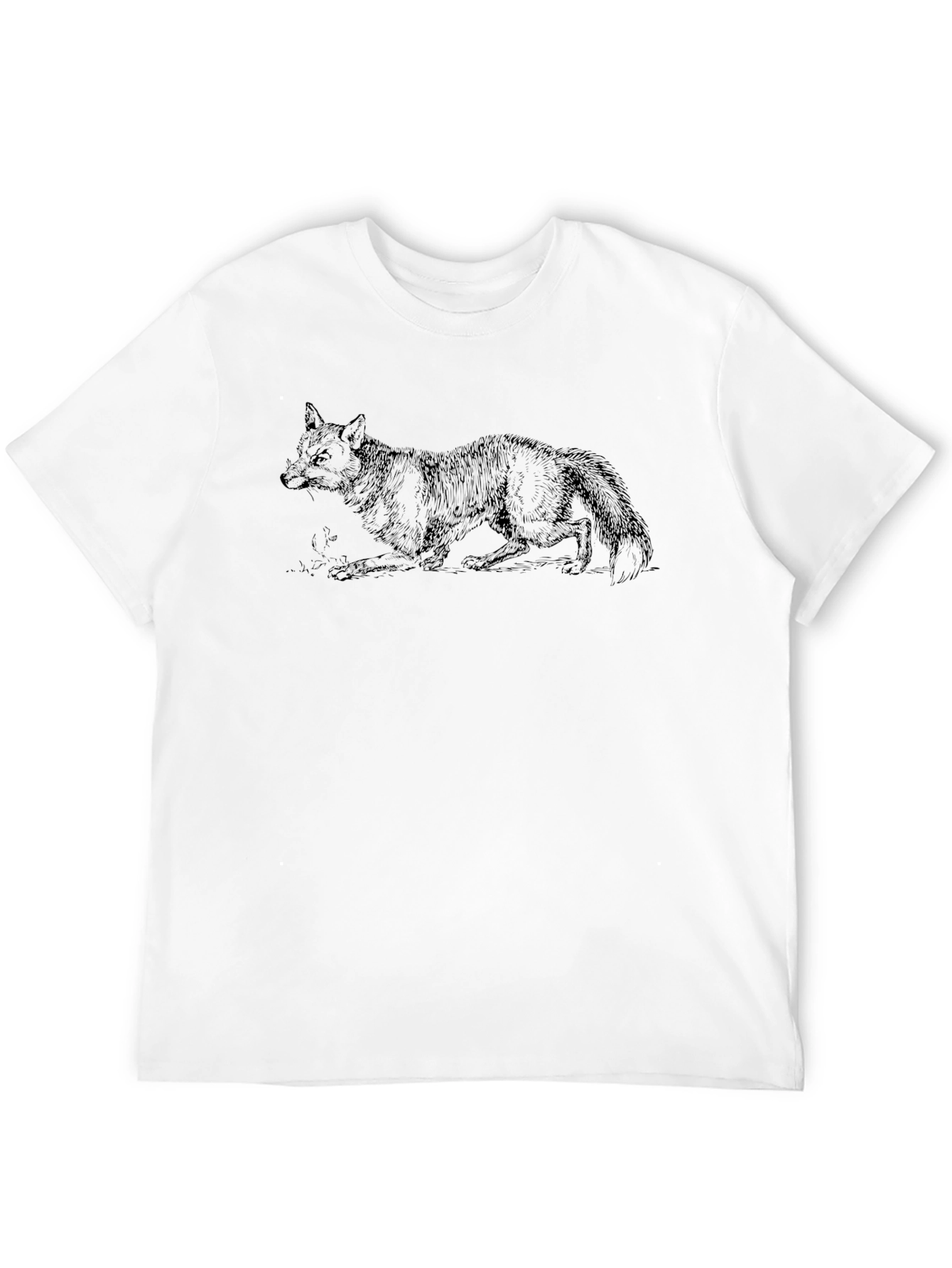 Black T-Shirt with Fox Illustration