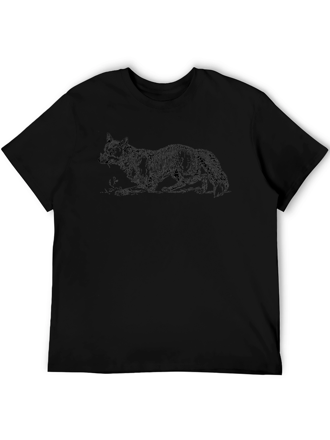 Black T-Shirt with Fox Illustration