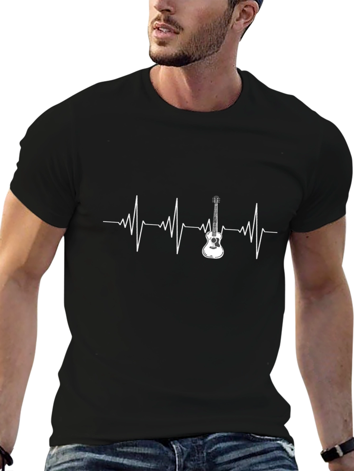 Guitar Heartbeat Graphic Tee - Music Lovers T-Shirt