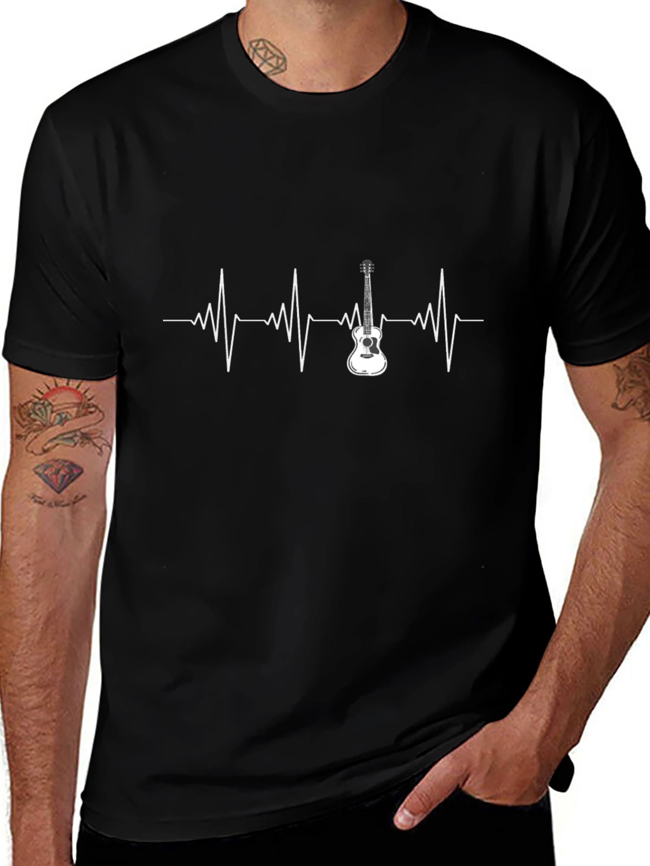 Guitar Heartbeat Graphic Tee - Music Lovers T-Shirt