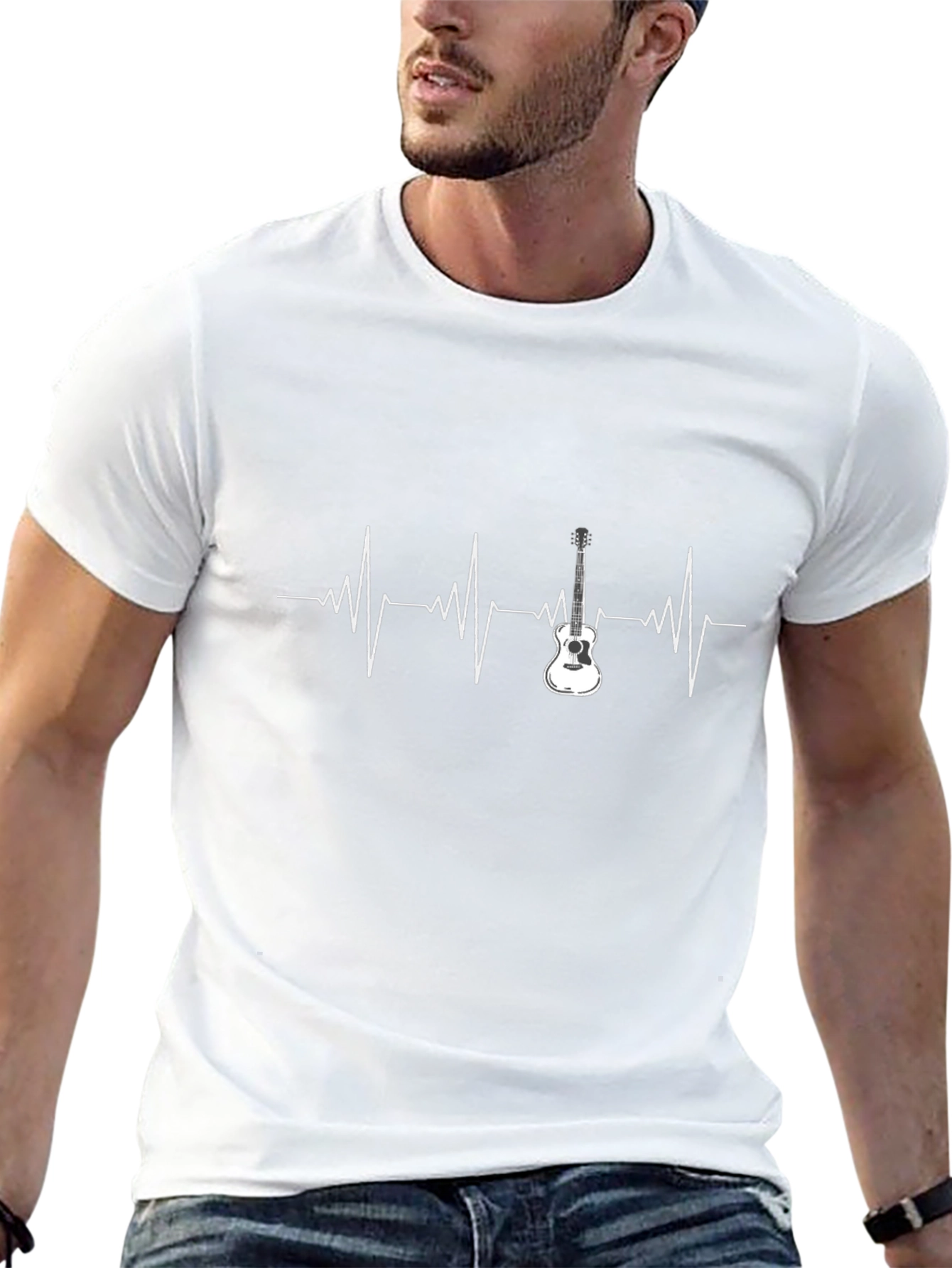Guitar Heartbeat Graphic Tee - Music Lovers T-Shirt
