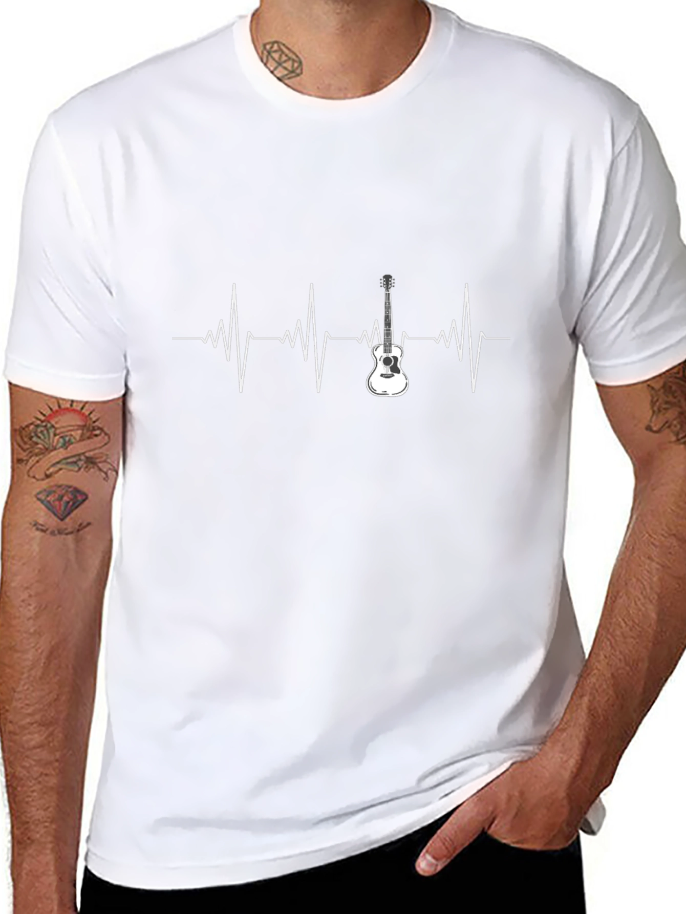 Guitar Heartbeat Graphic Tee - Music Lovers T-Shirt
