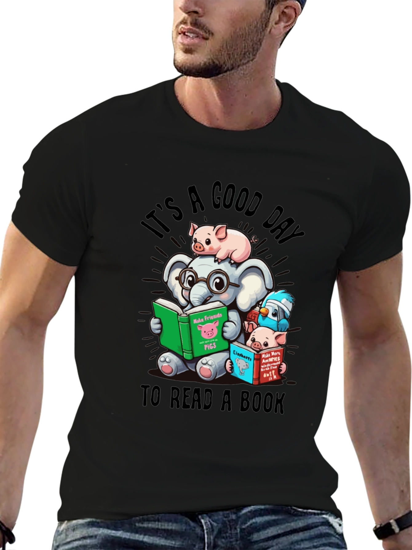 Cute Animals Reading Books T-Shirt