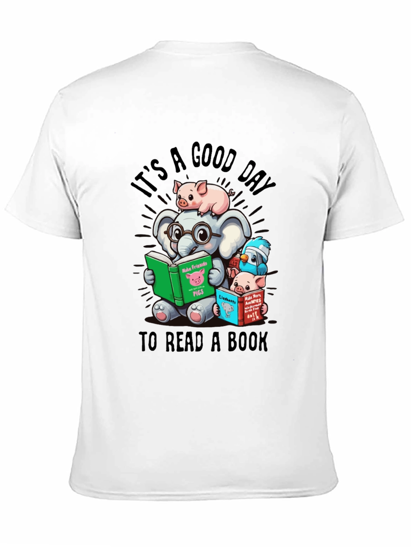 Cute Animals Reading Books T-Shirt