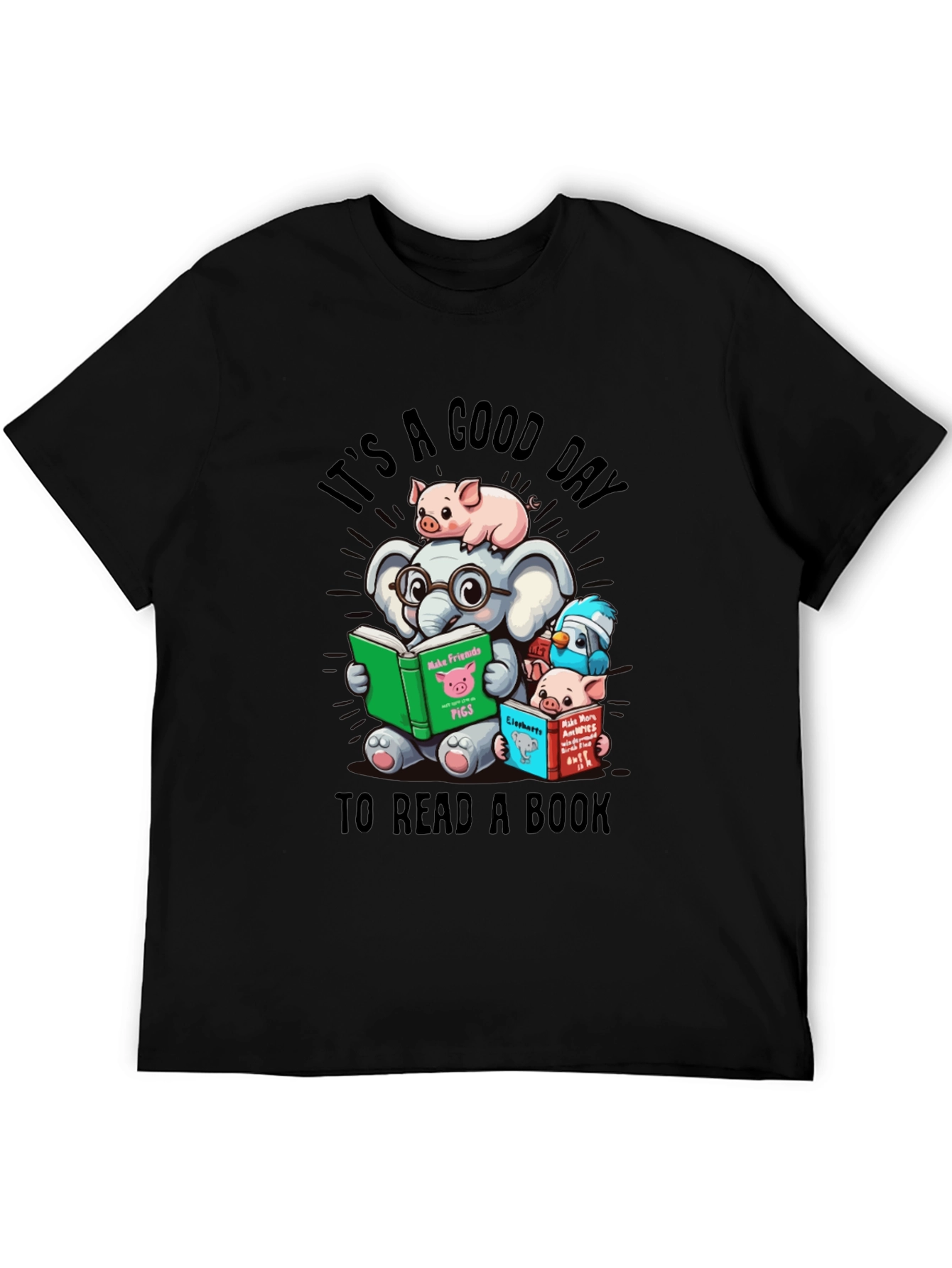 Cute Animals Reading Books T-Shirt