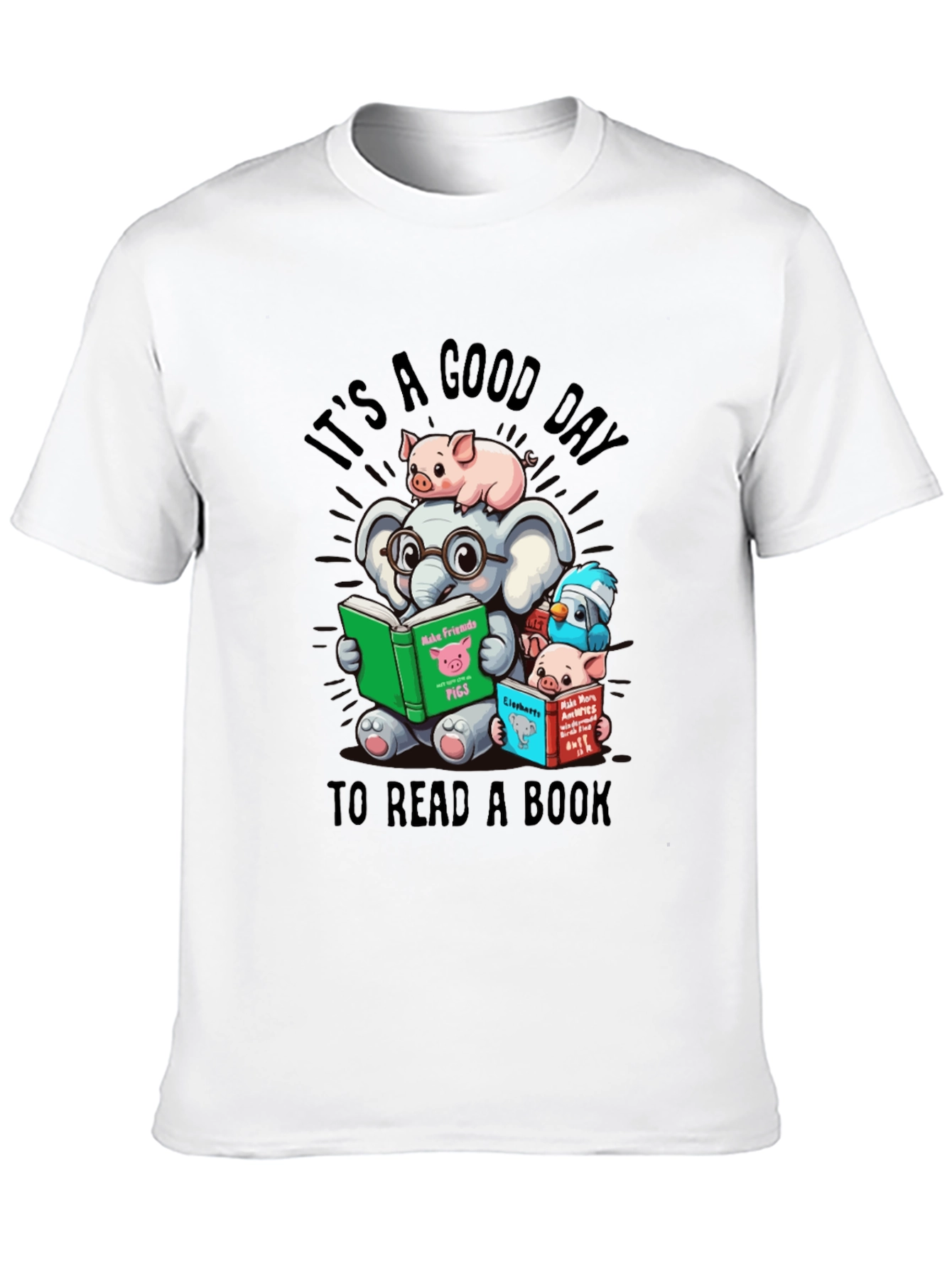Cute Animals Reading Books T-Shirt