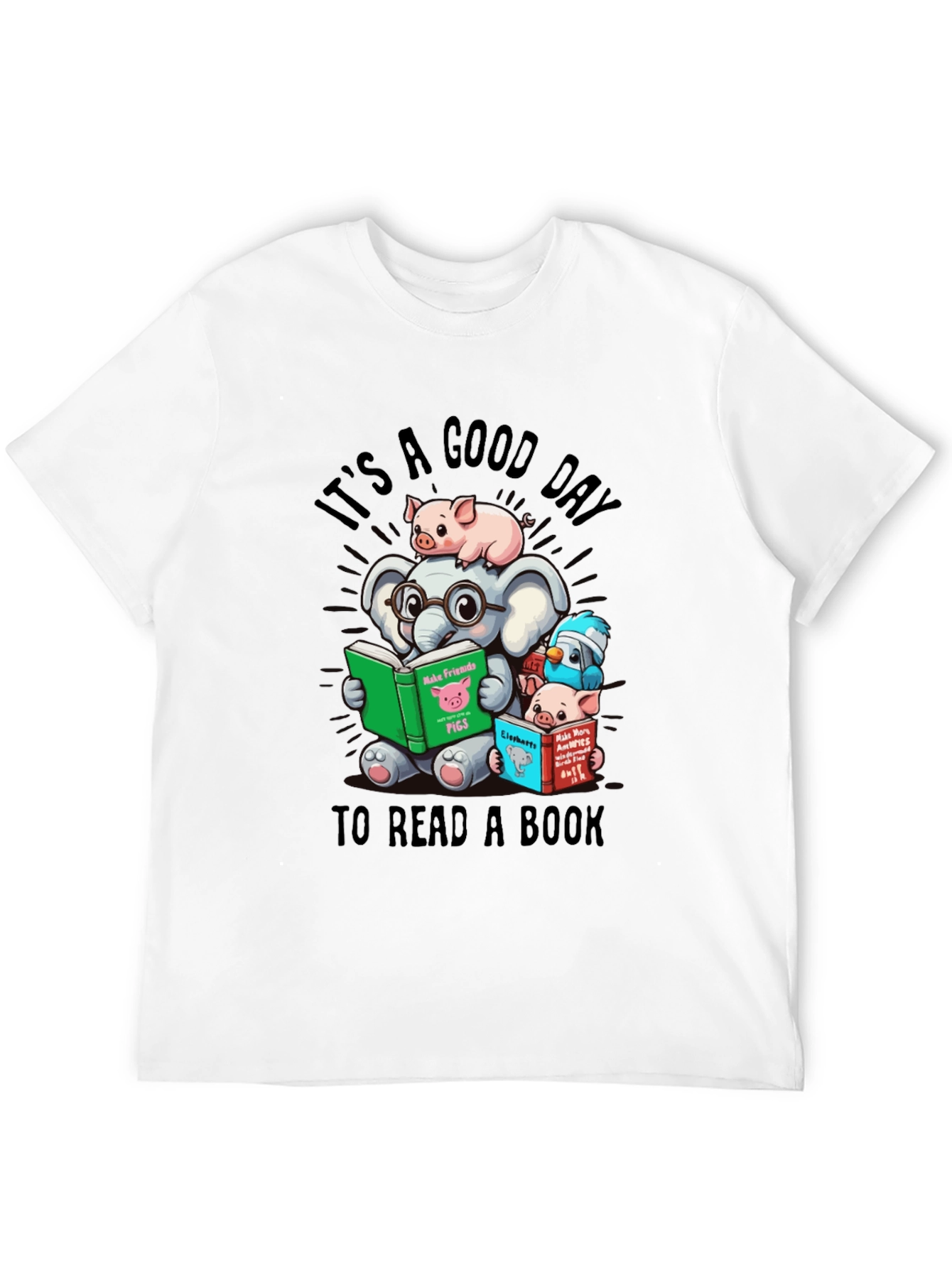 Cute Animals Reading Books T-Shirt