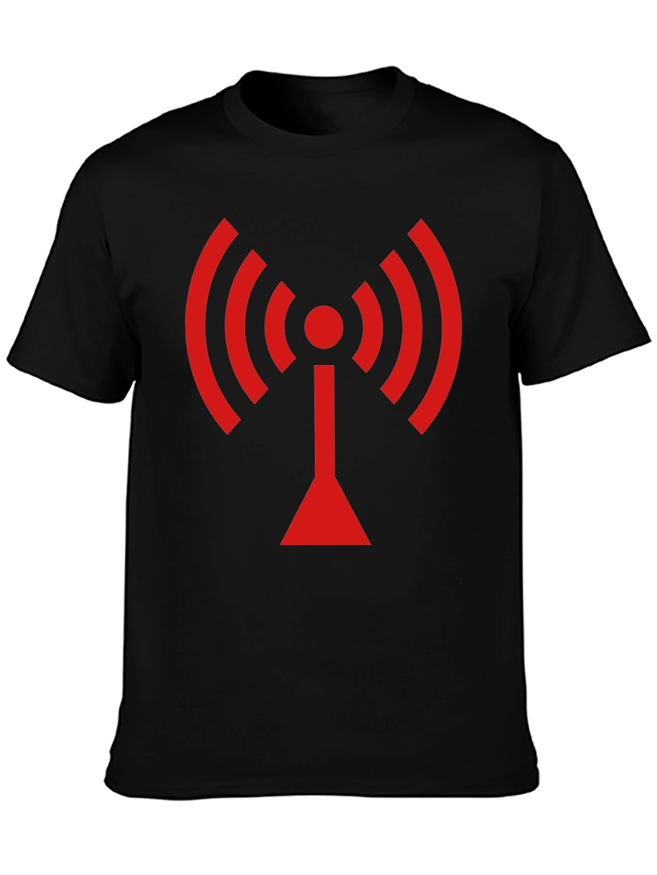 Black T-Shirt with Red WiFi Signal Design
