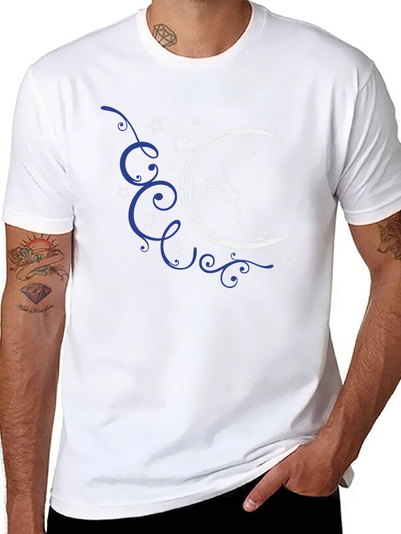 Celestial Moon Graphic Tee - Black Cotton T-Shirt