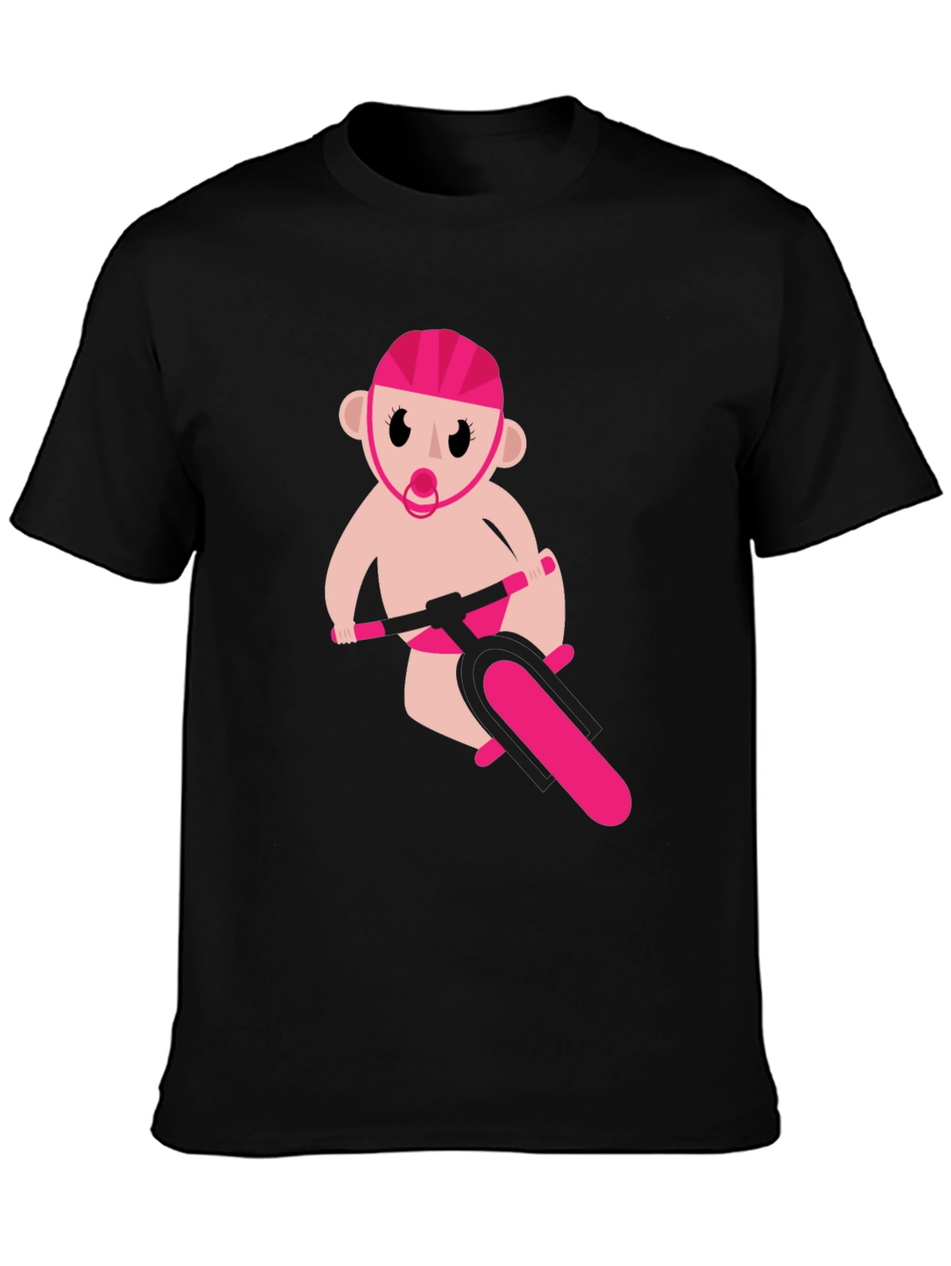Funny Baby on Bike Black T-Shirt
