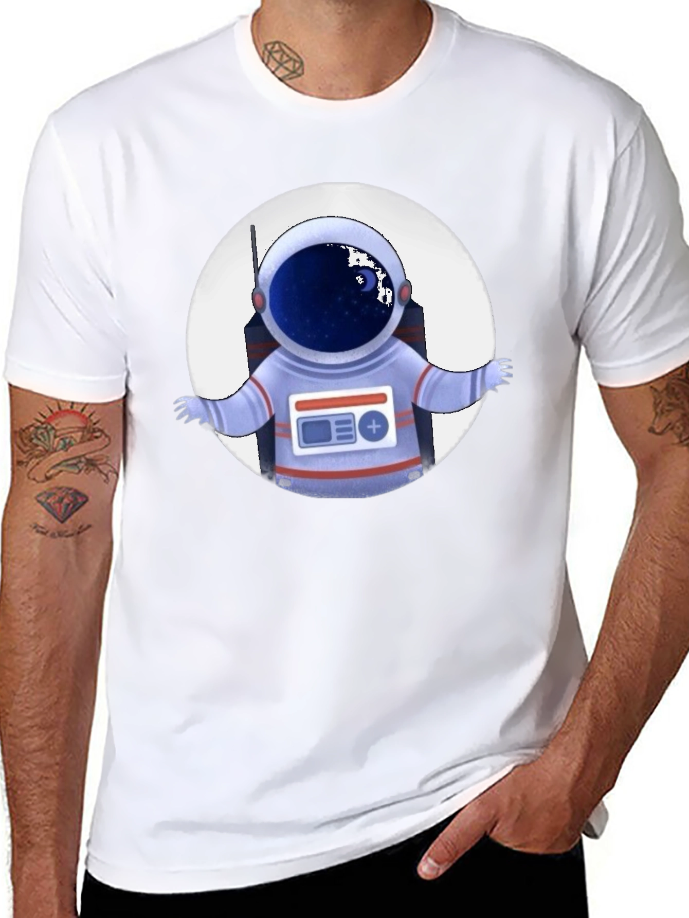 Astronaut Graphic Print T-Shirt - Space Explorer Tee