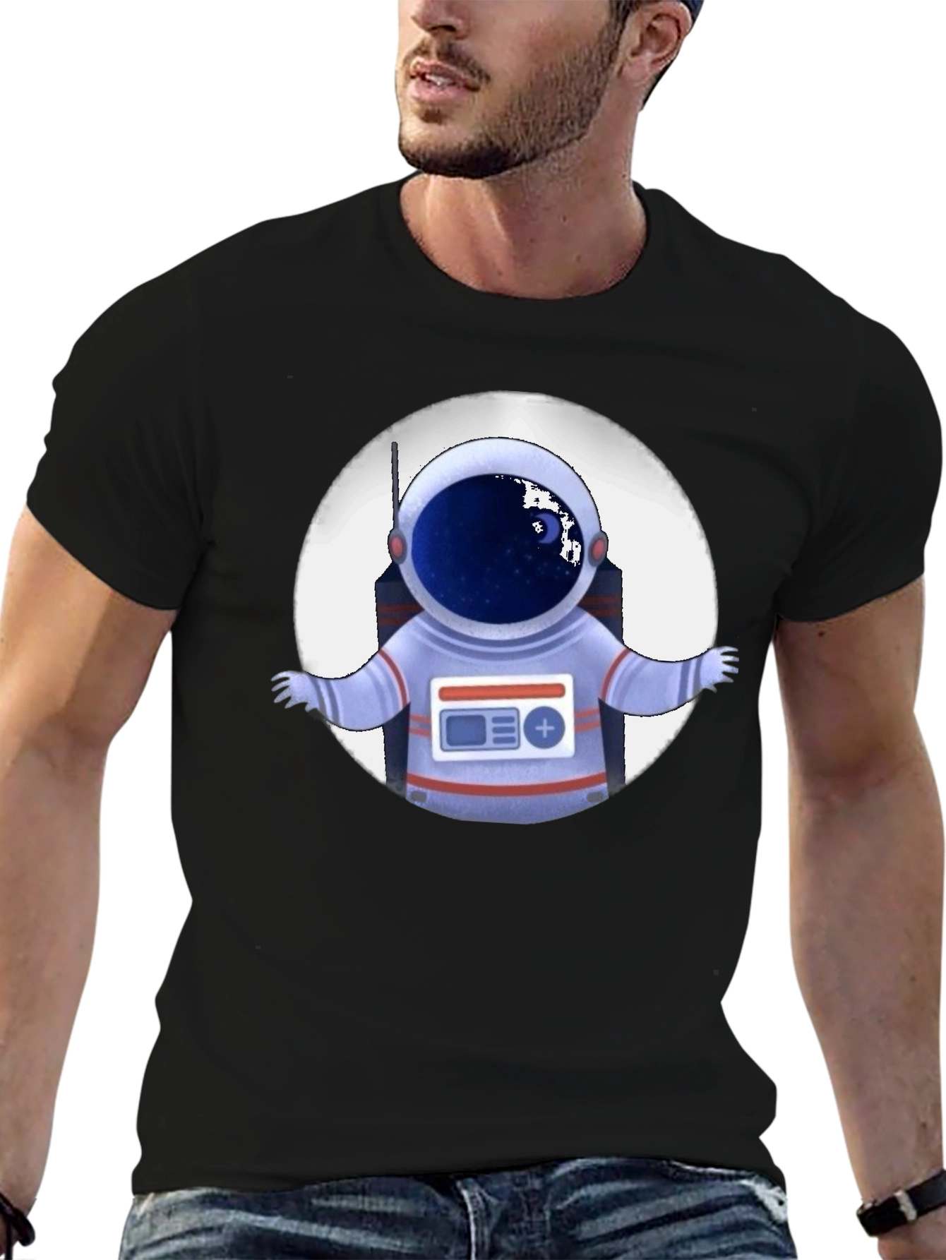 Astronaut Graphic Print T-Shirt - Space Explorer Tee