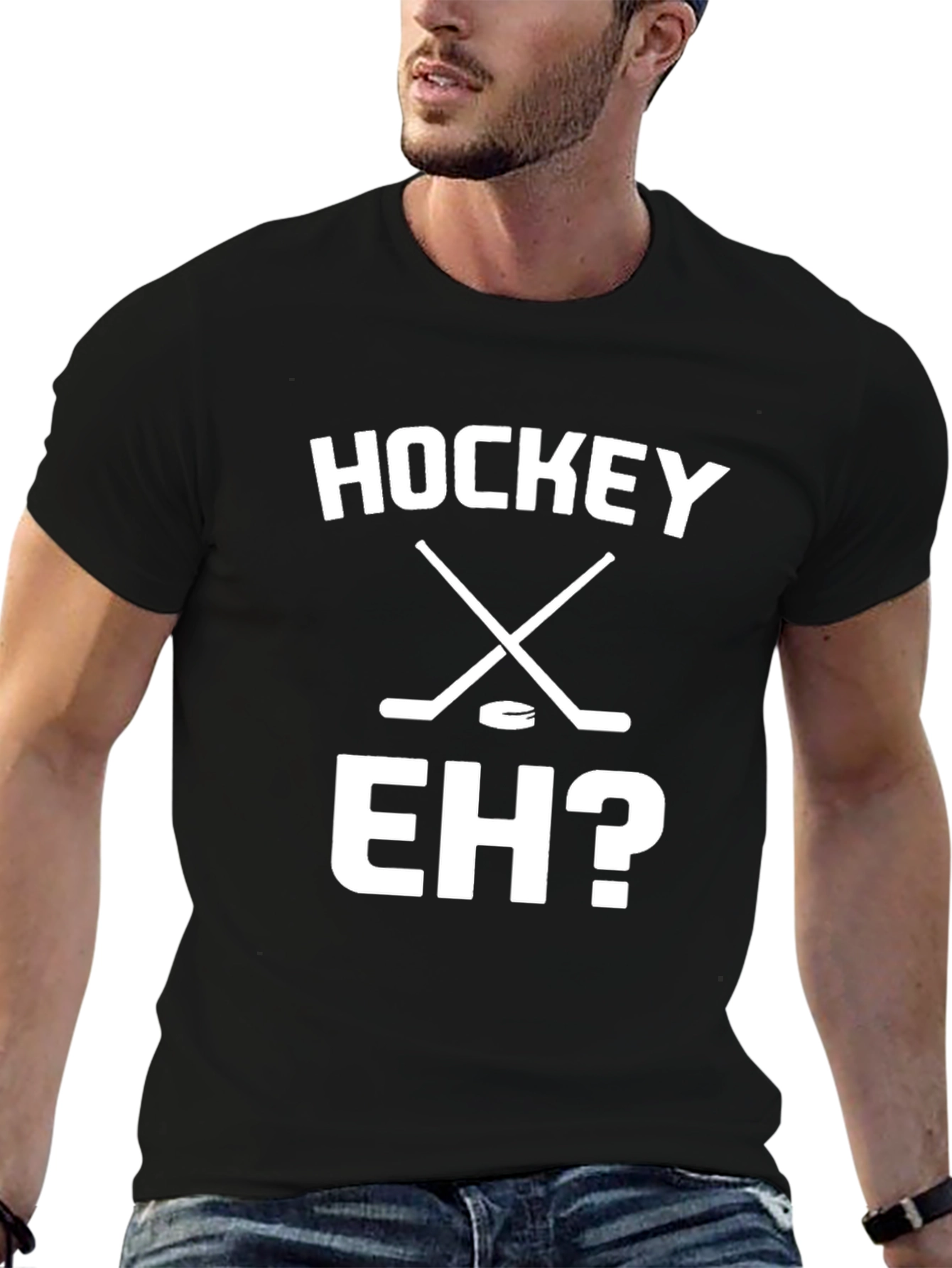 Hockey Eh? Black Graphic Tee