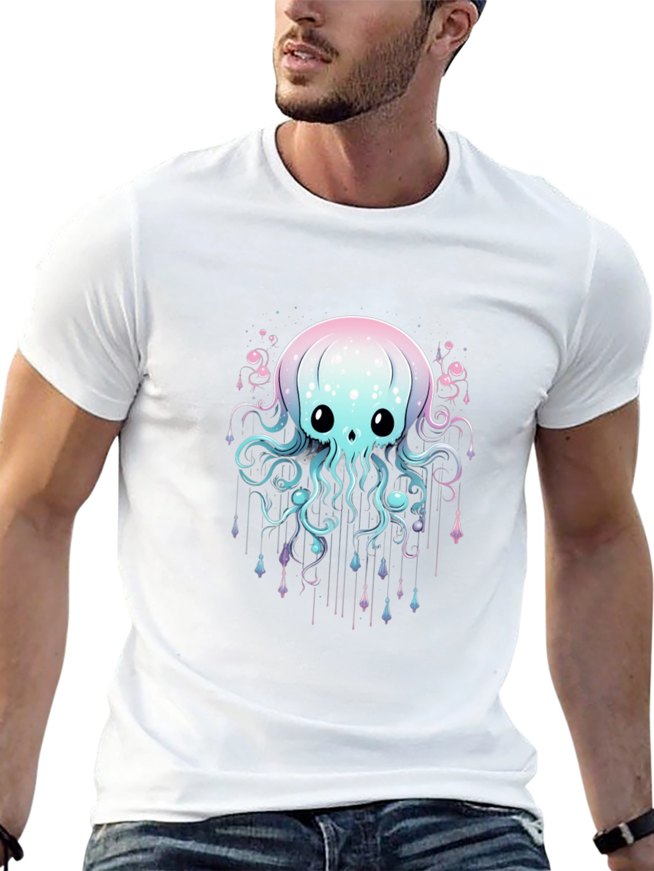 Cute Jellyfish Graphic Black T-Shirt