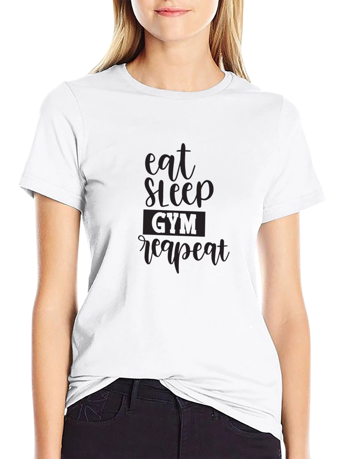 Eat Sleep Gym Repeat Black T-Shirt
