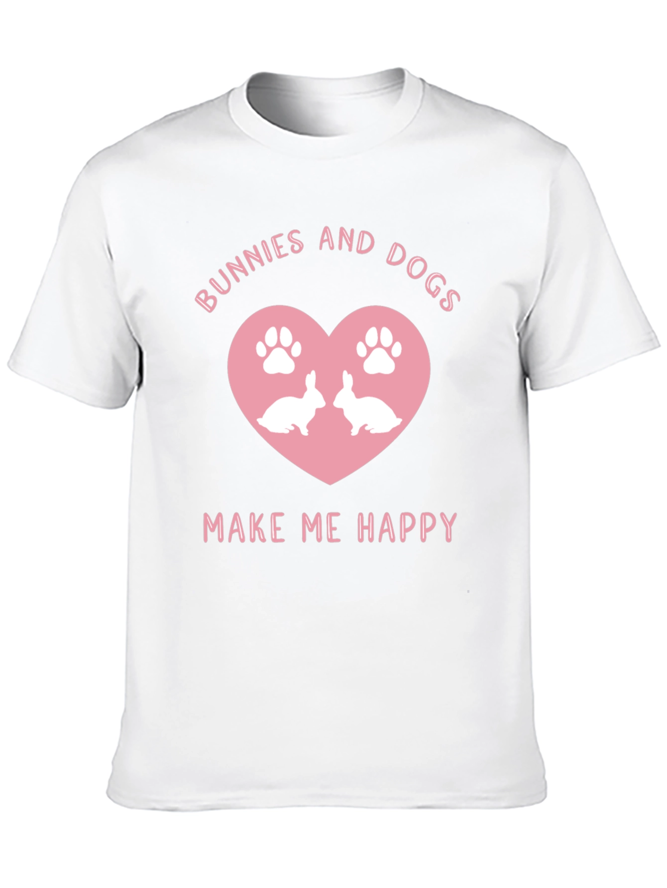 Bunnies and Dogs Make Me Happy Graphic T-Shirt