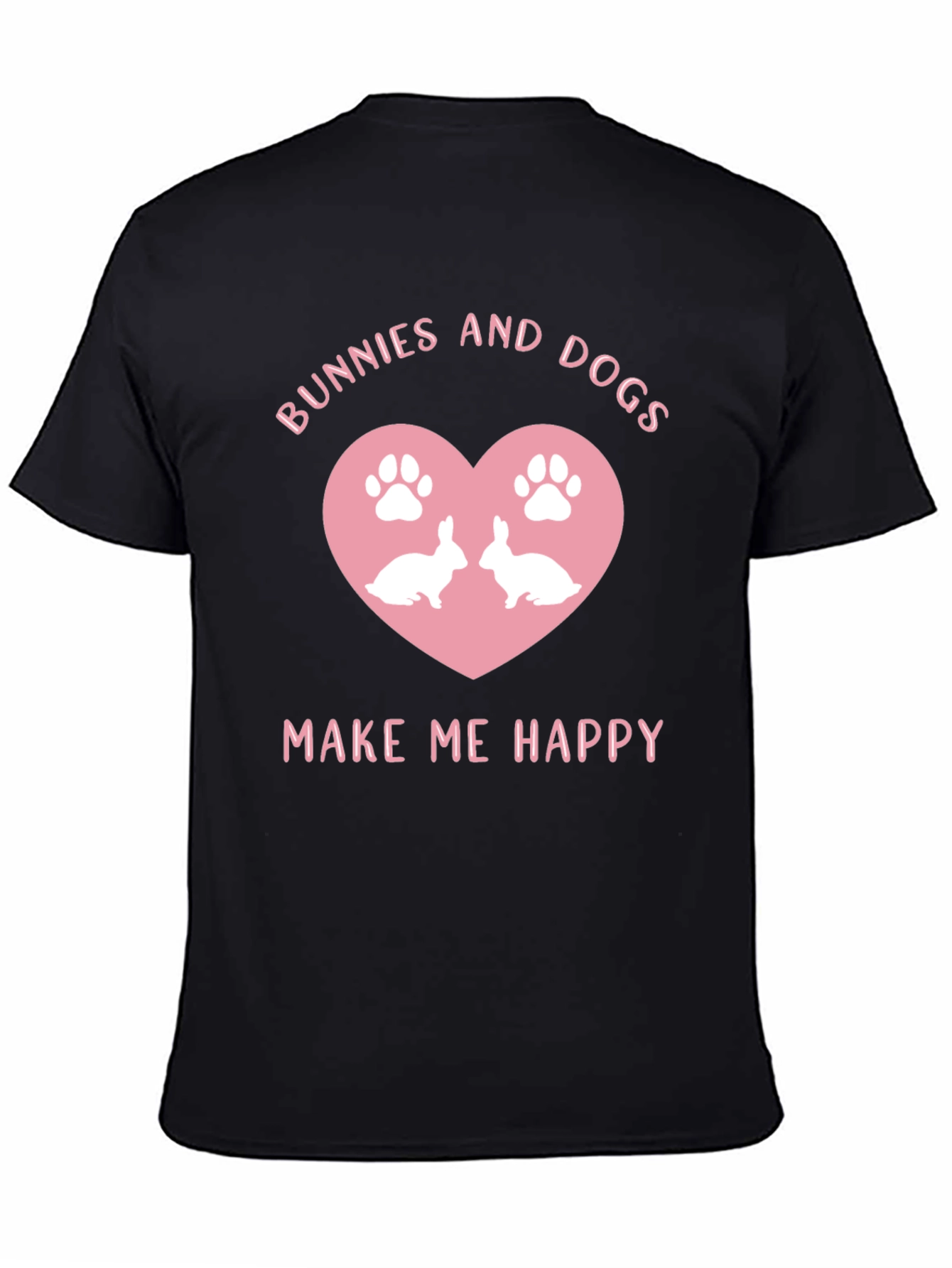 Bunnies and Dogs Make Me Happy Graphic T-Shirt
