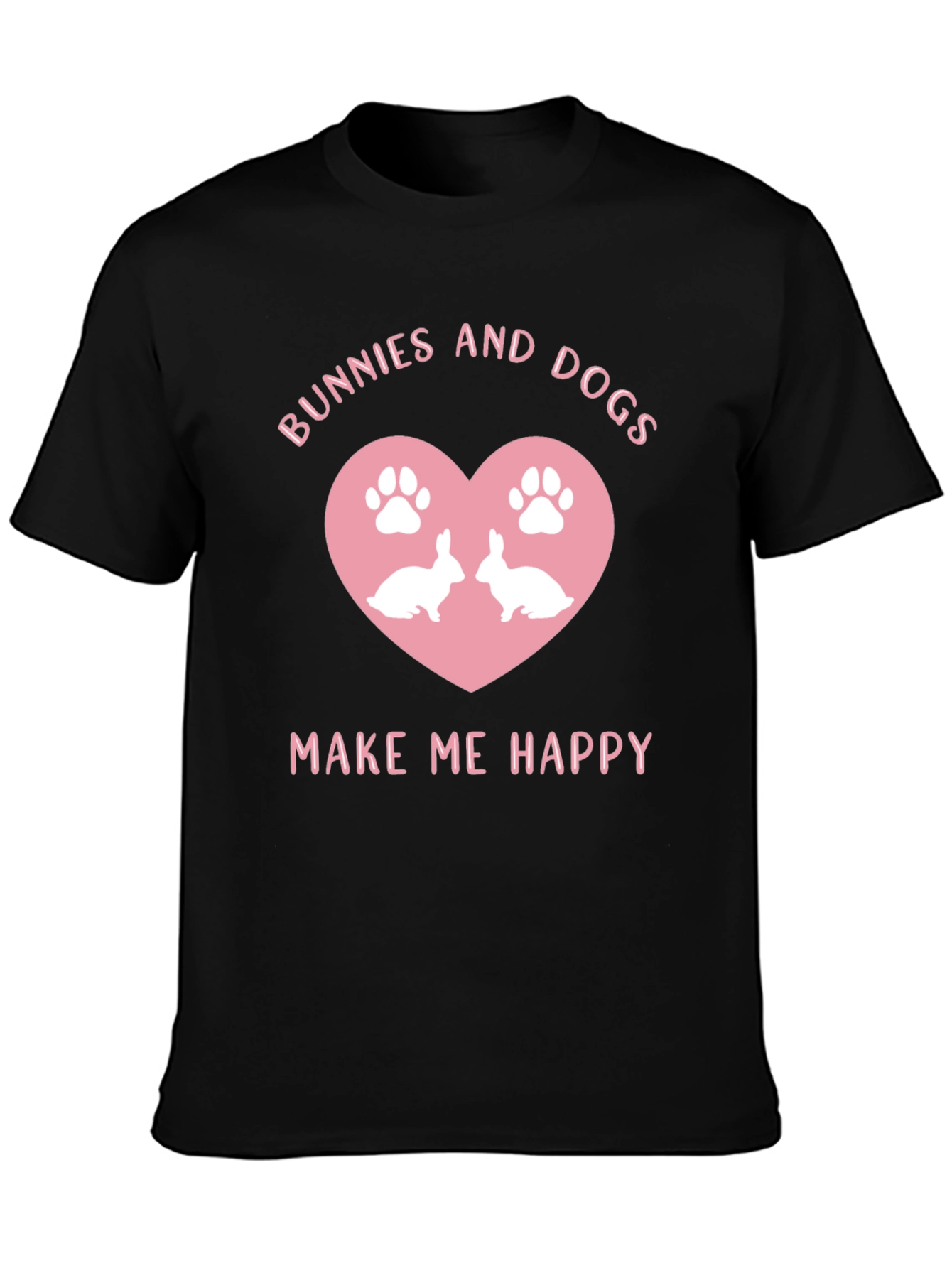 Bunnies and Dogs Make Me Happy Graphic T-Shirt