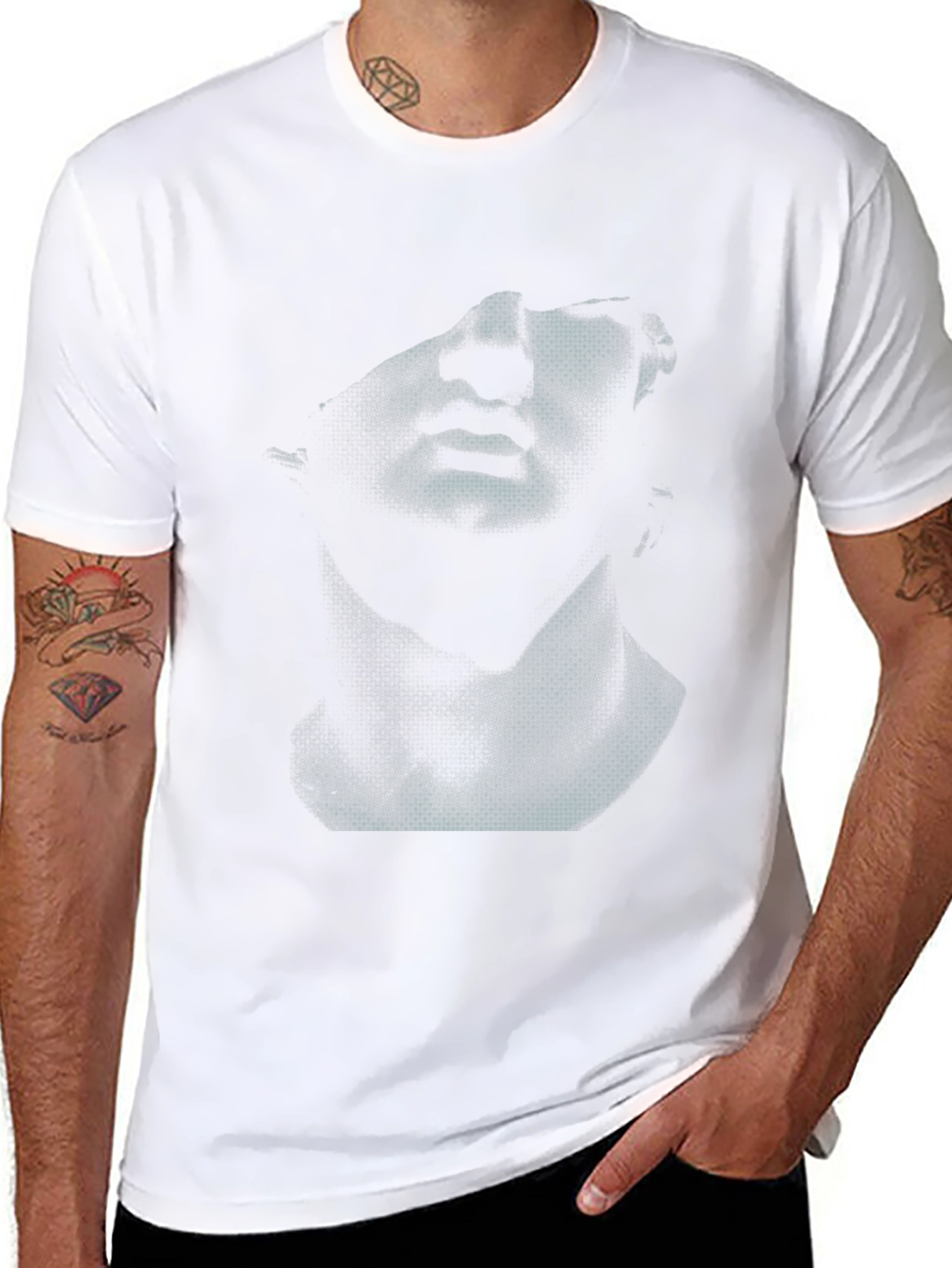 Abstract Bust Graphic Black T-Shirt