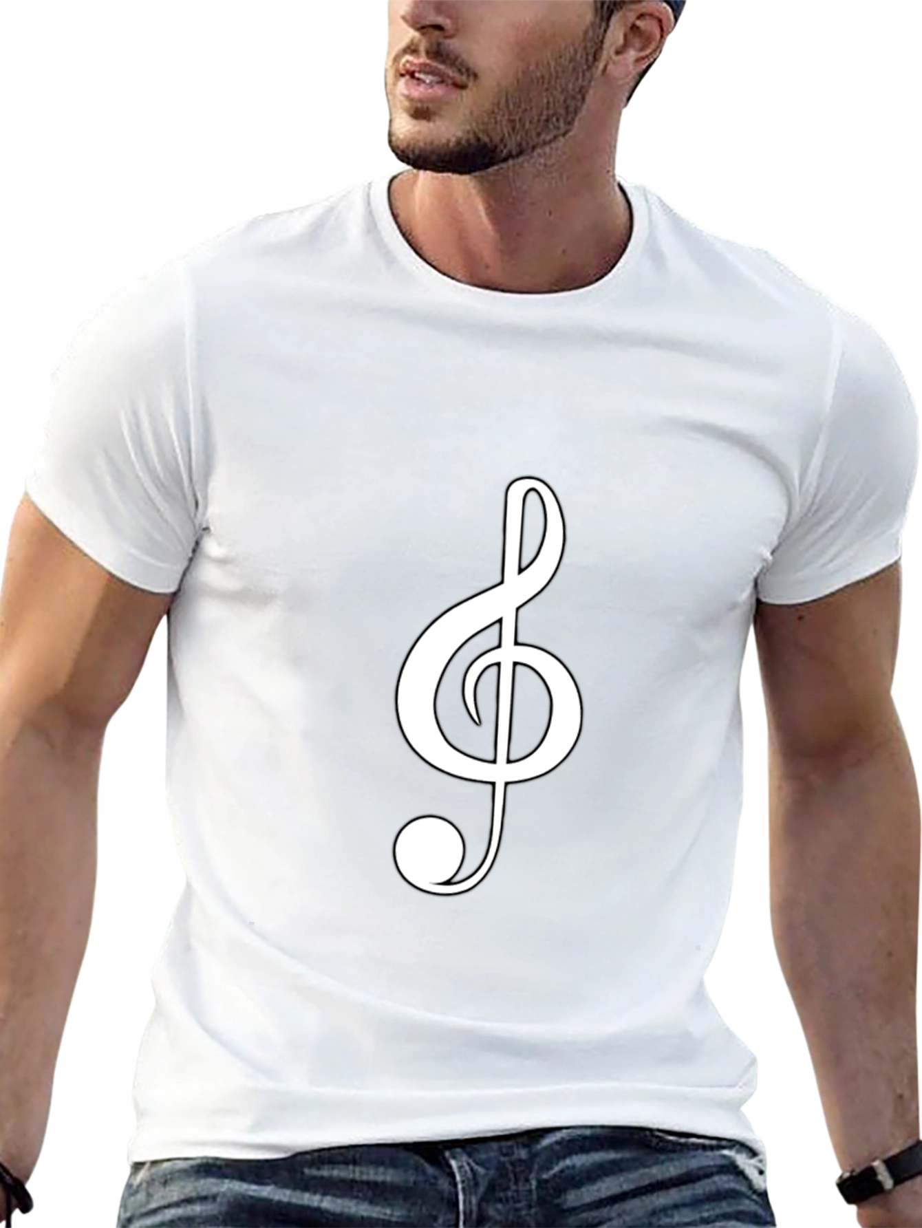 Musical Clef Graphic Tee - Black Cotton T-Shirt