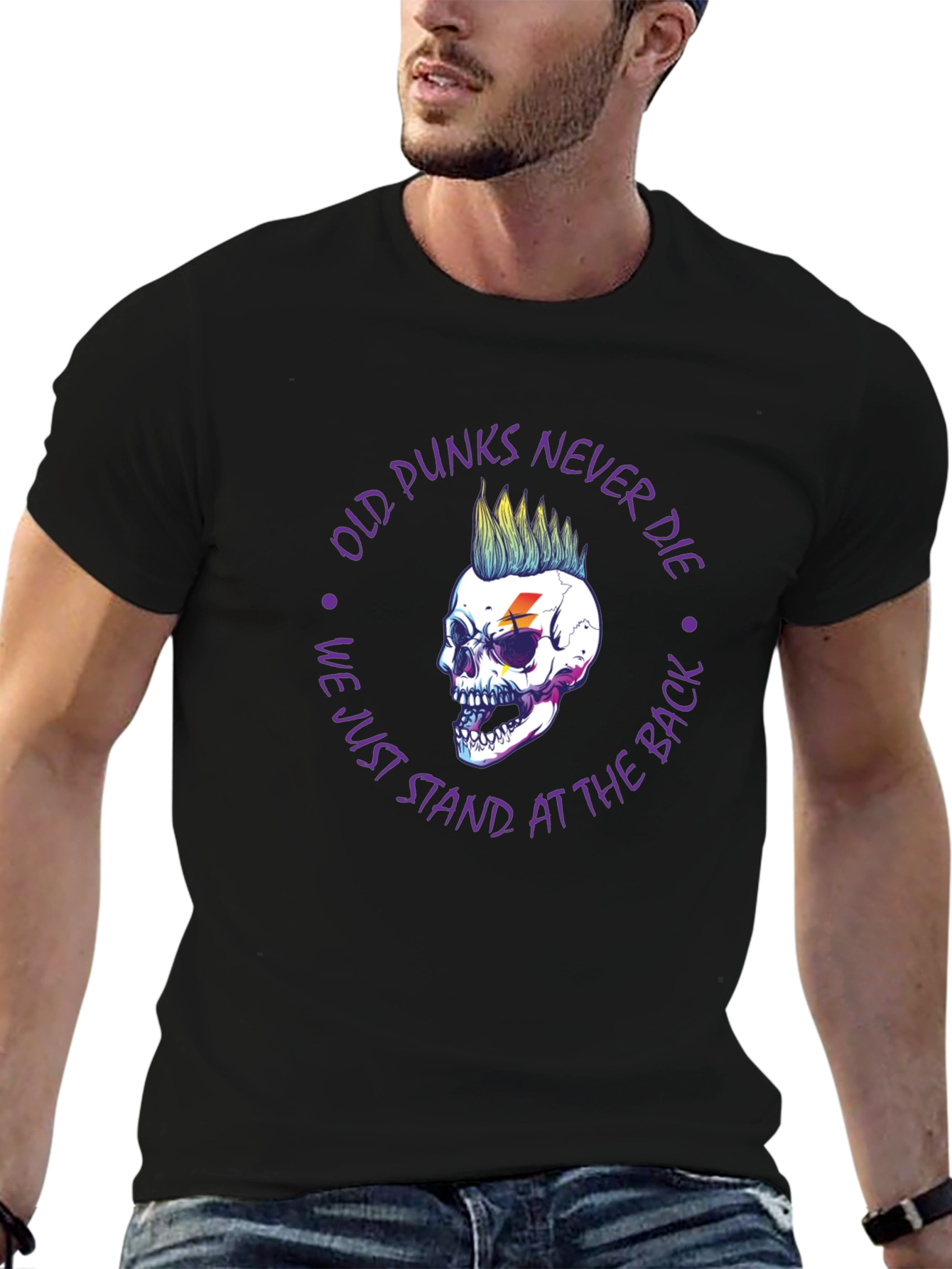 Punk Skull Graphic T-Shirt - Old Punks Never Die