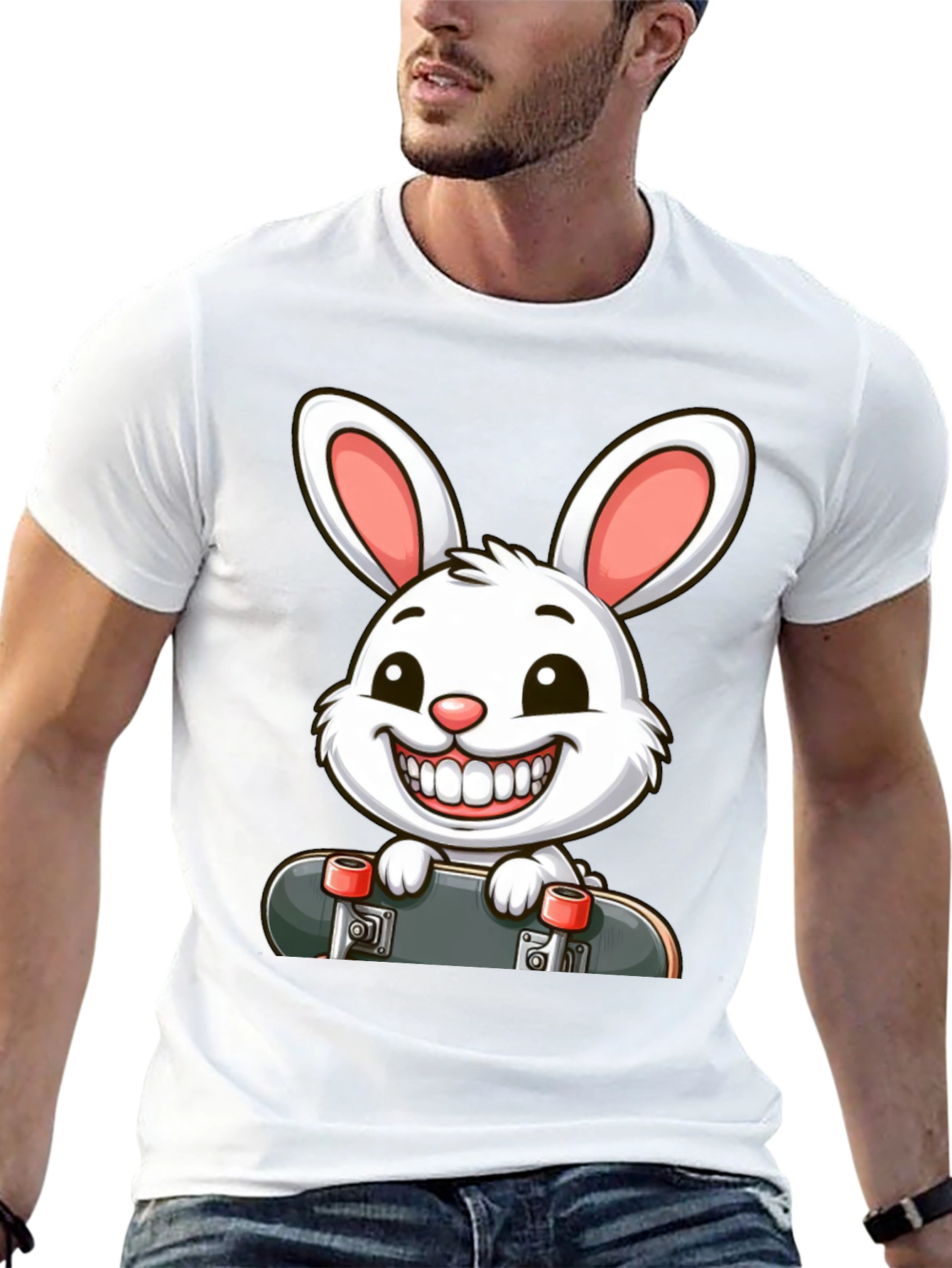 Rabbit Skateboard Graphic T-Shirt