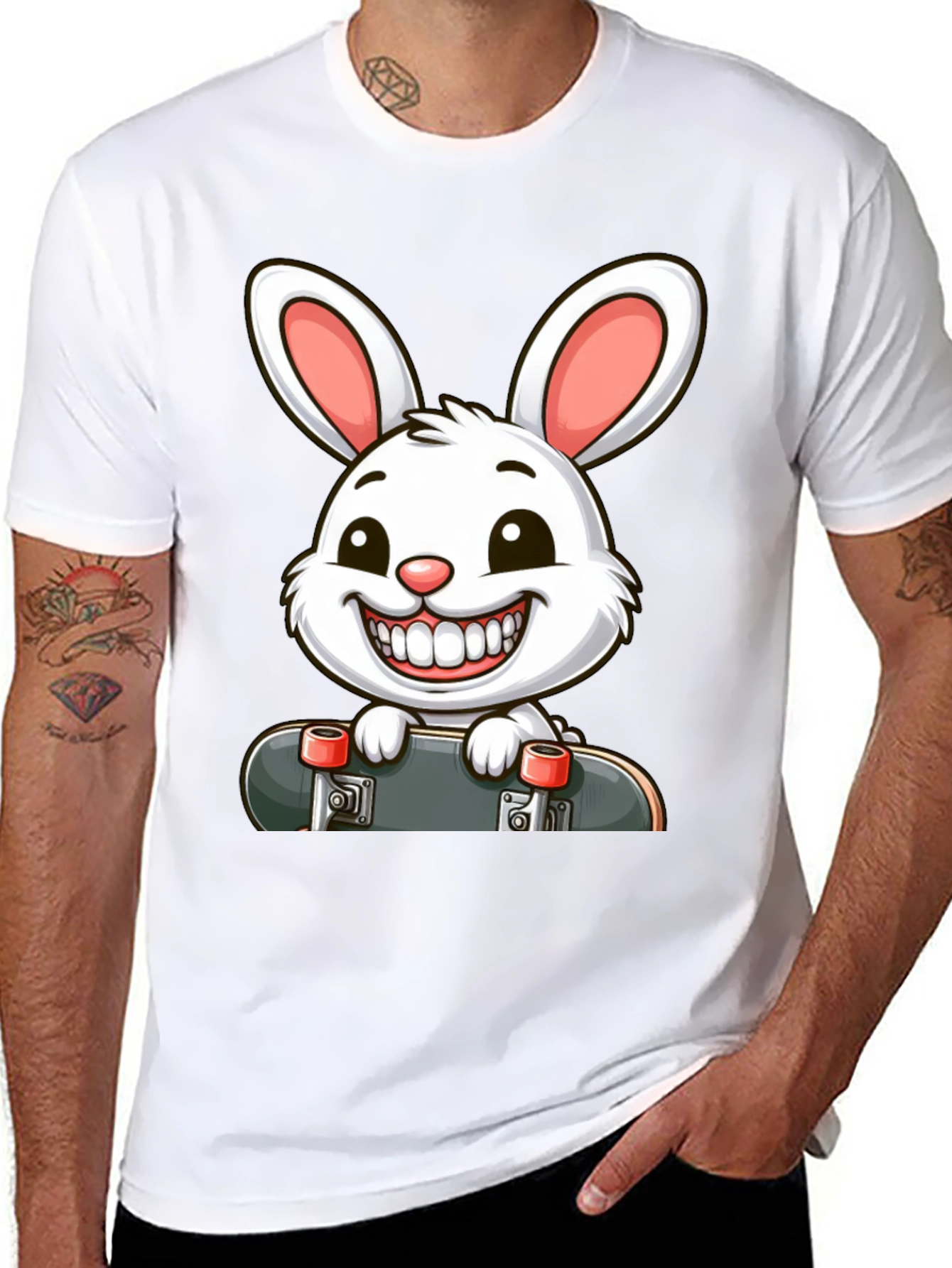 Rabbit Skateboard Graphic T-Shirt