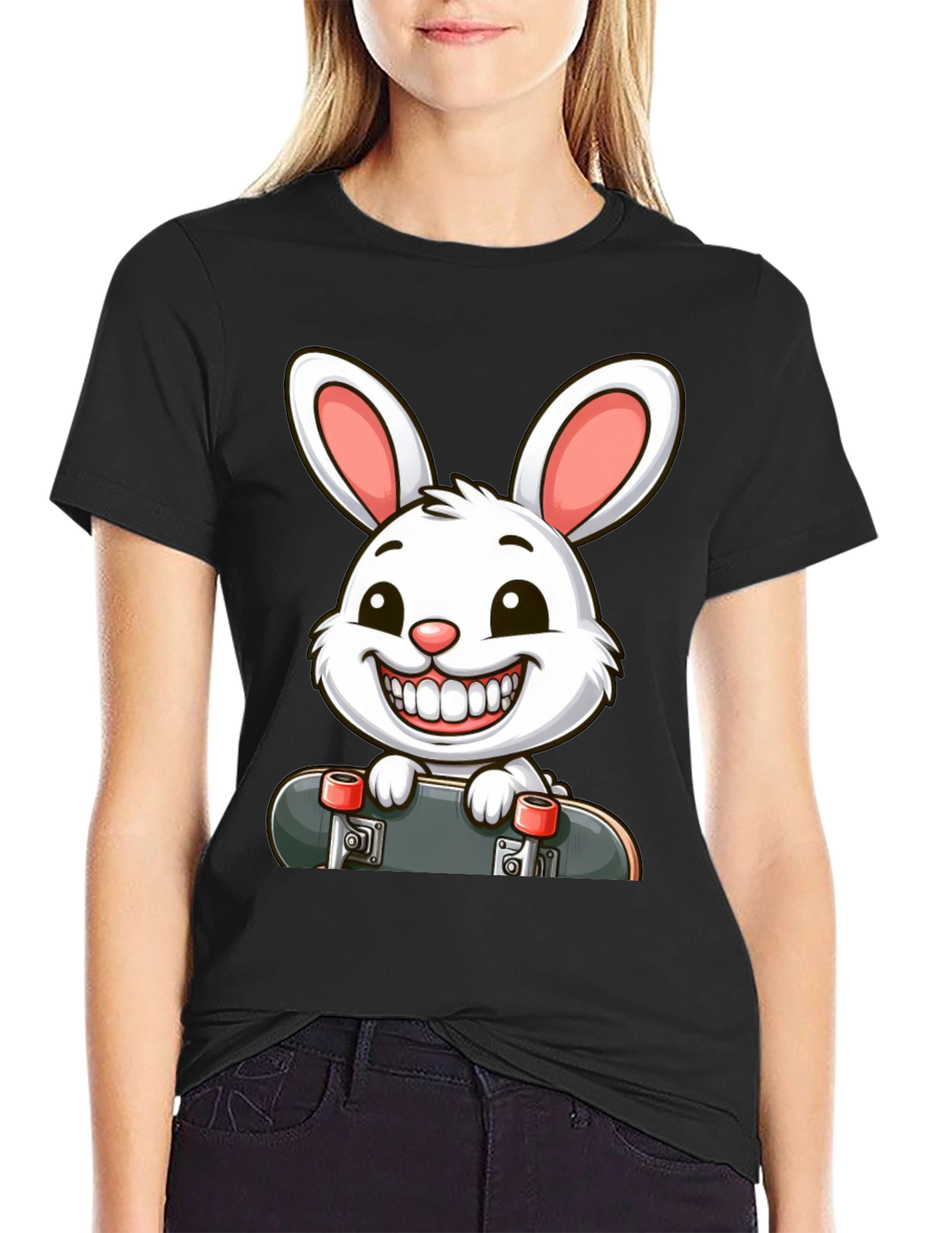 Rabbit Skateboard Graphic T-Shirt