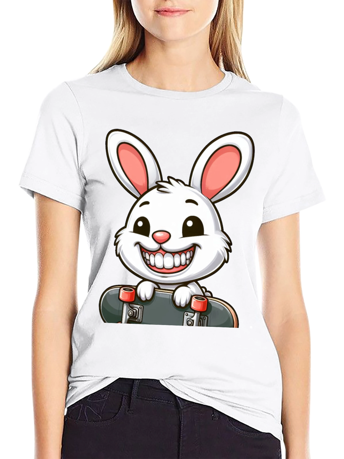 Rabbit Skateboard Graphic T-Shirt