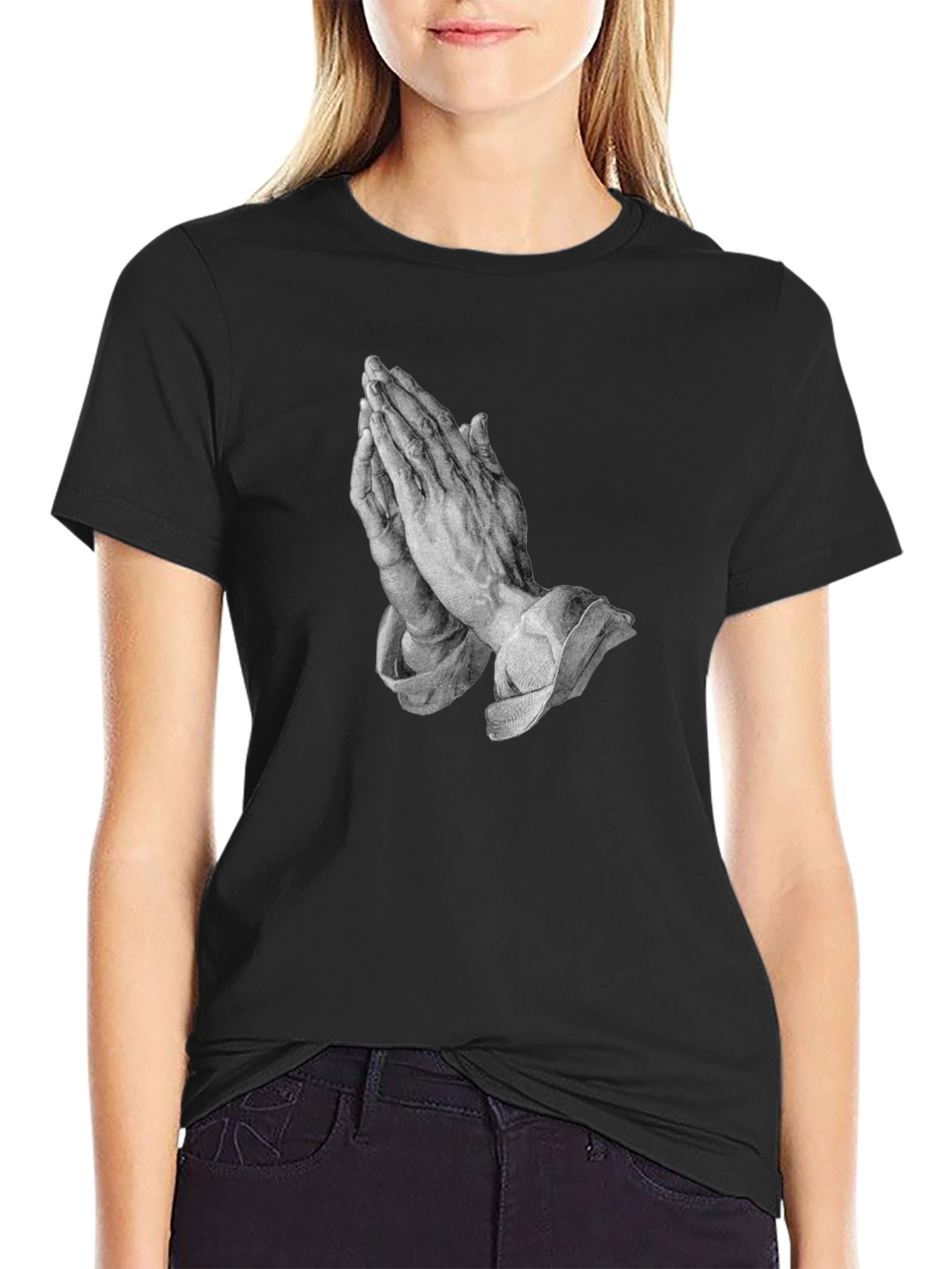 Praying Hands Graphic Tee - Classic Black T-Shirt