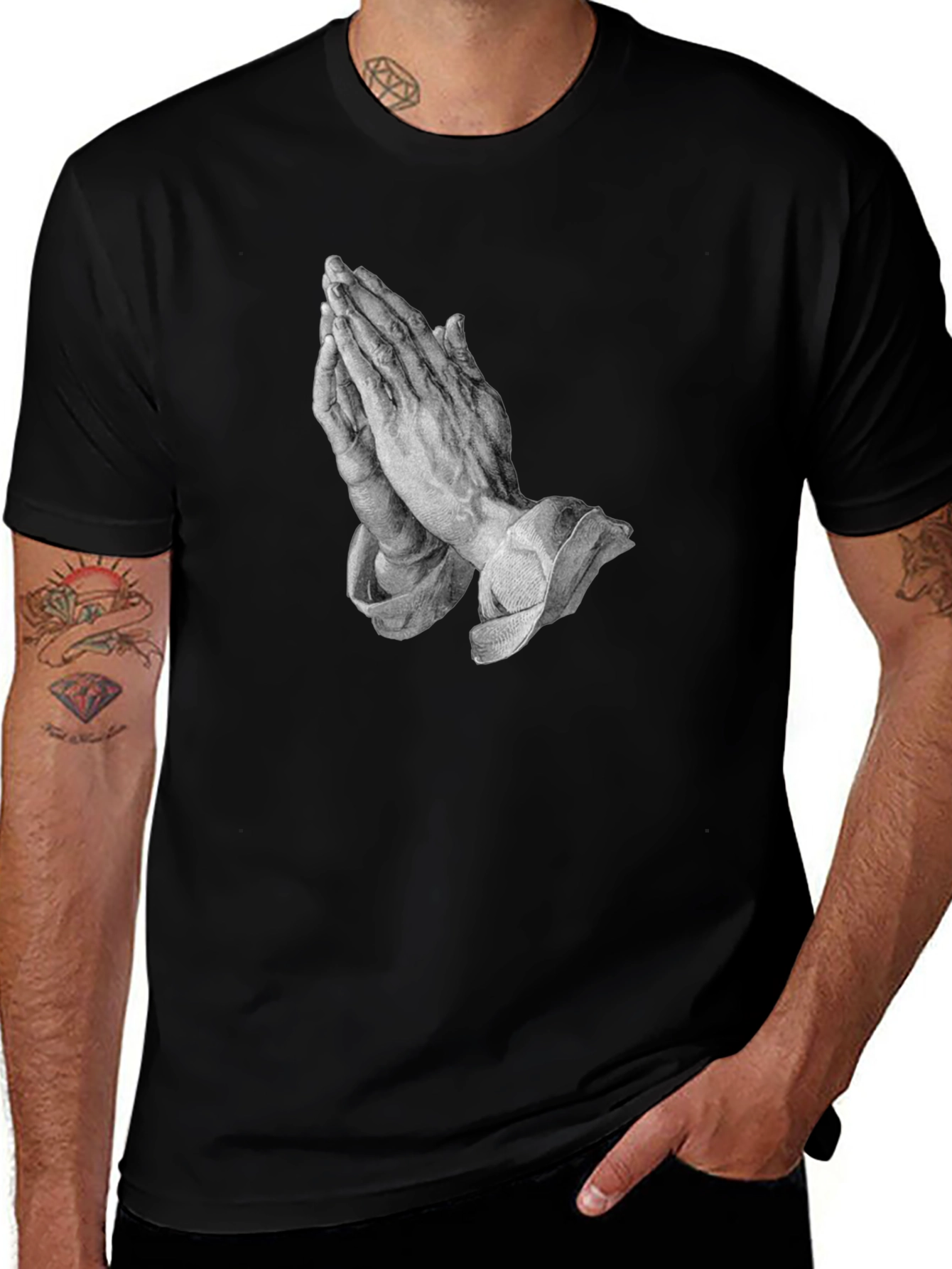Praying Hands Graphic Tee - Classic Black T-Shirt