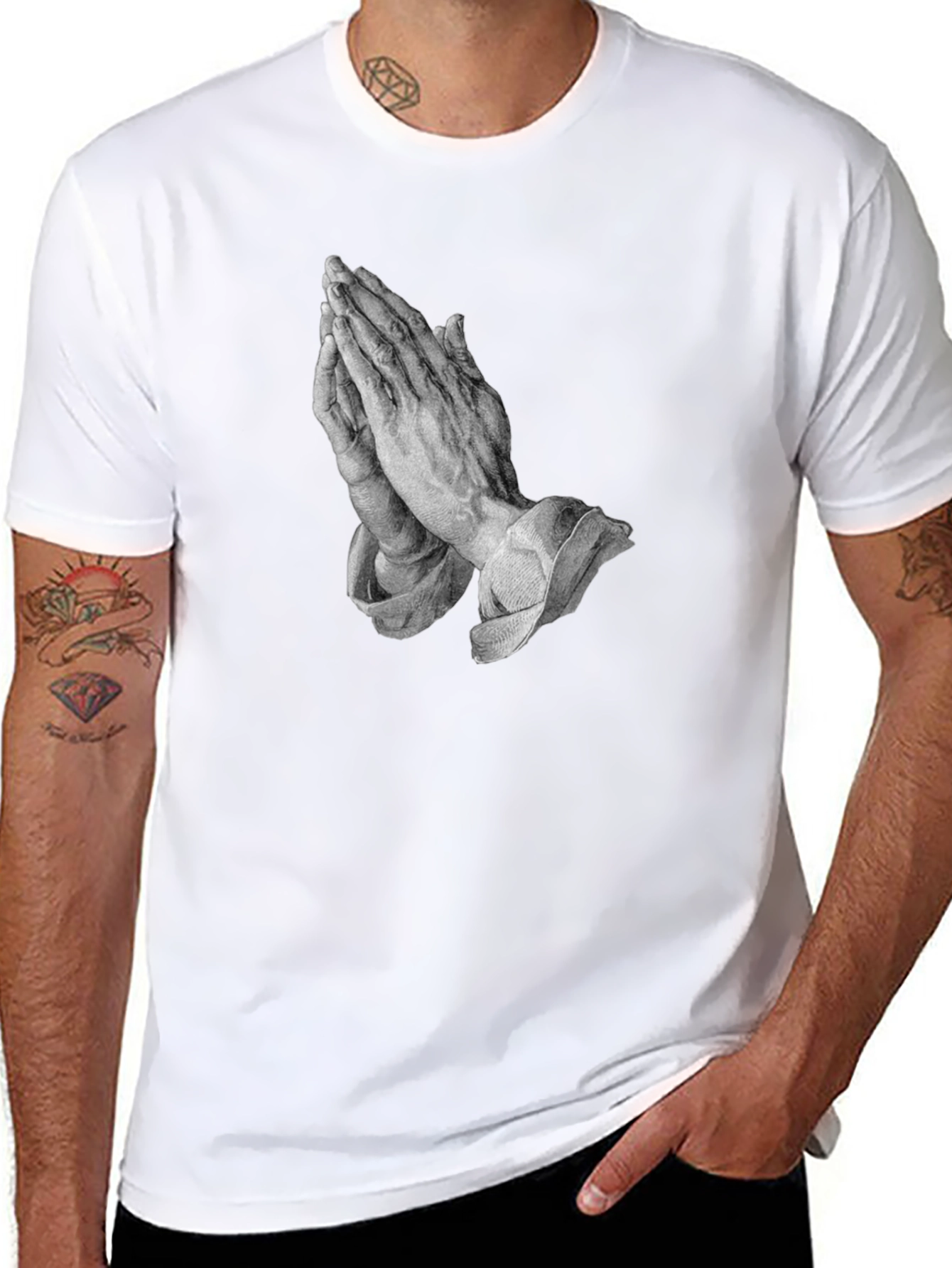 Praying Hands Graphic Tee - Classic Black T-Shirt