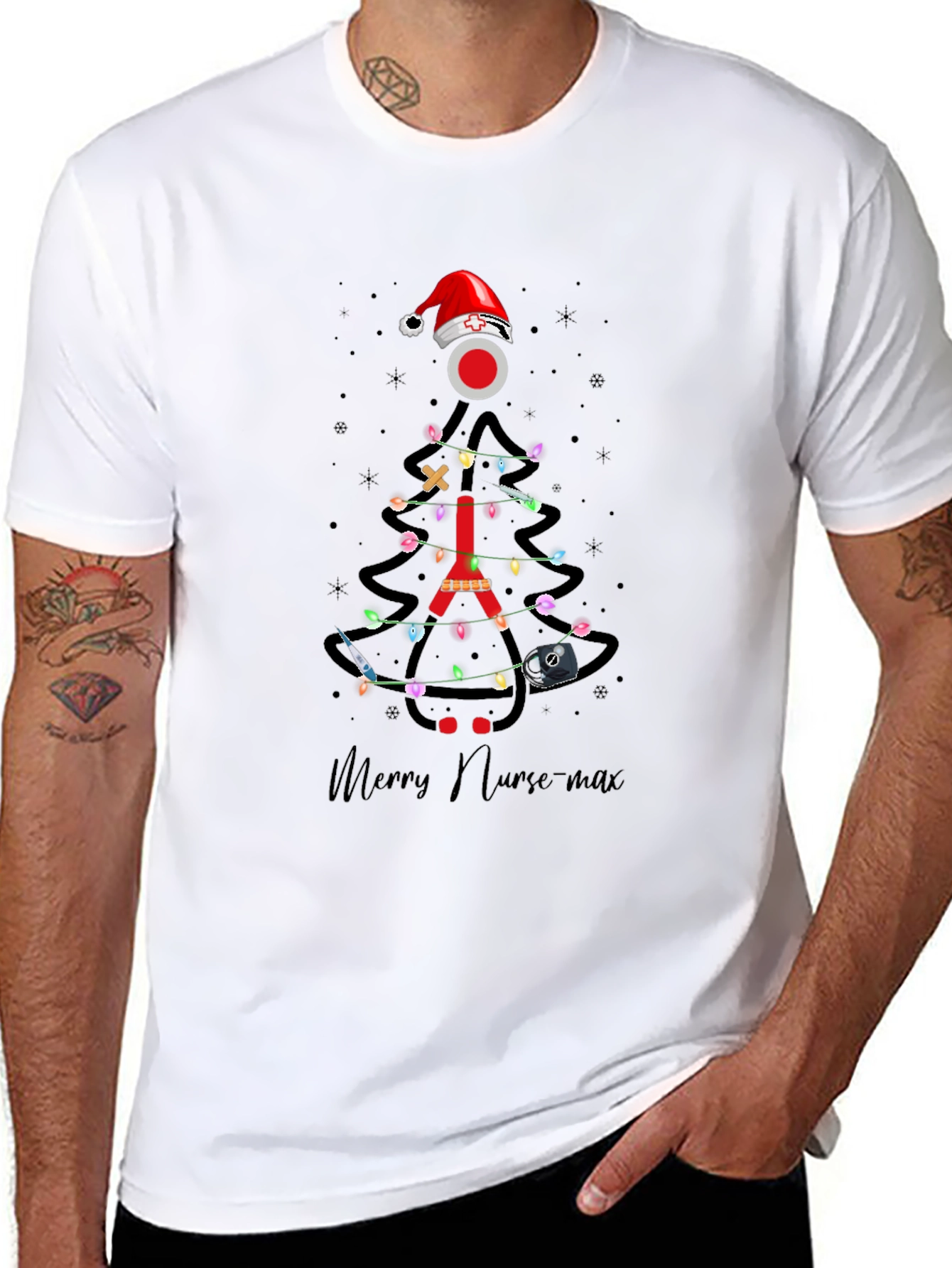 Merry Nurse-max Christmas Tree T-Shirt