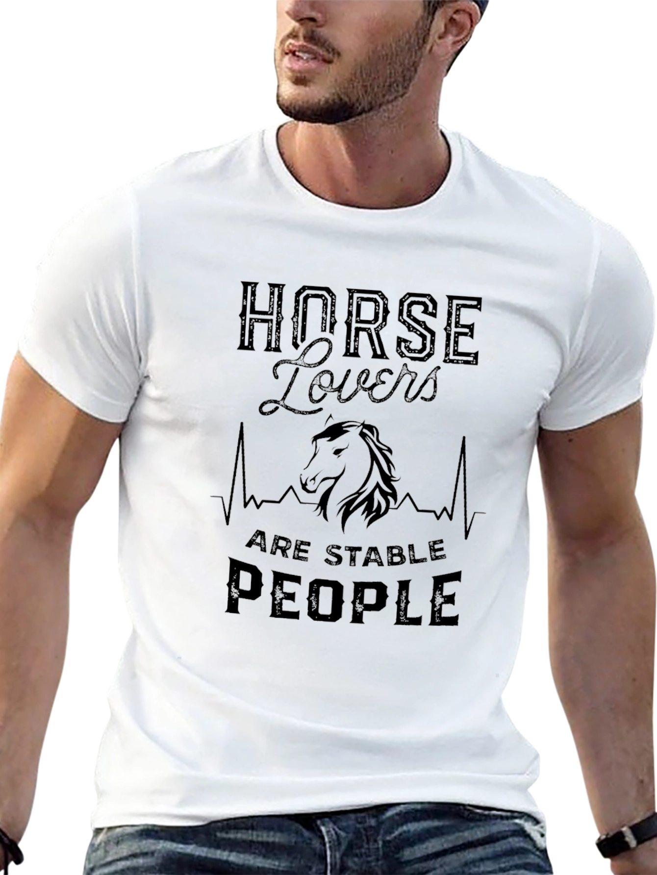 Horse Lovers Stable People Graphic Tee - Black