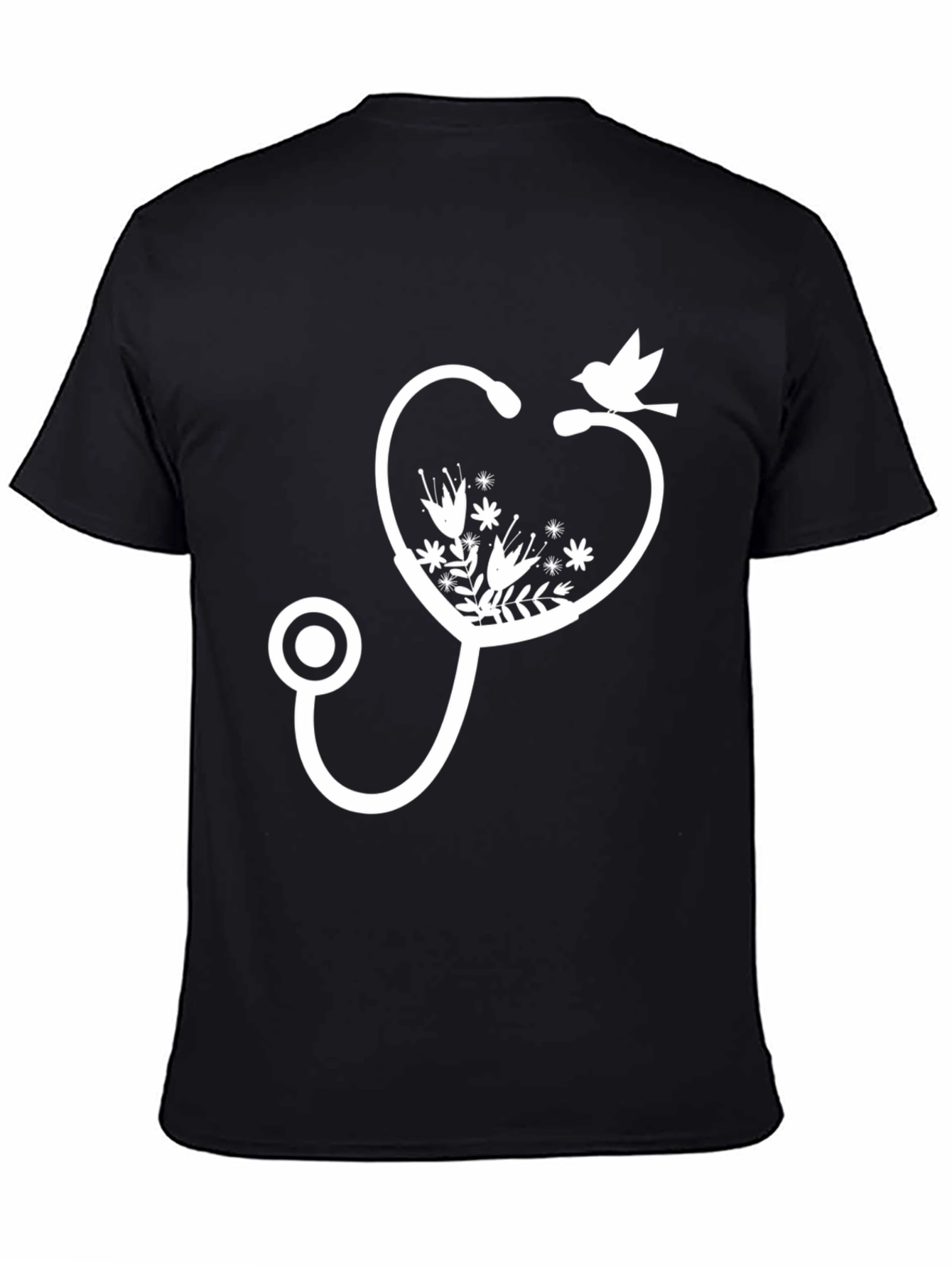 Floral Stethoscope Bird Graphic Tee