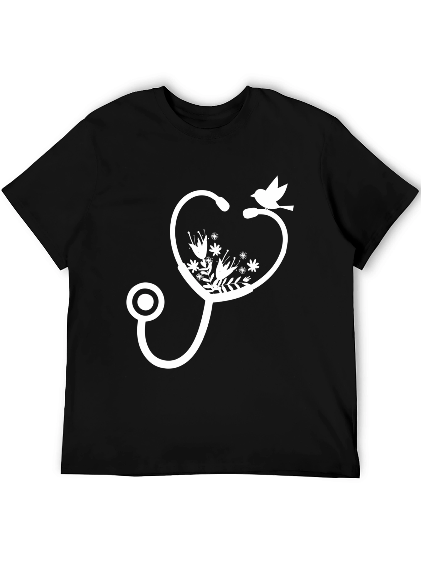 Floral Stethoscope Bird Graphic Tee