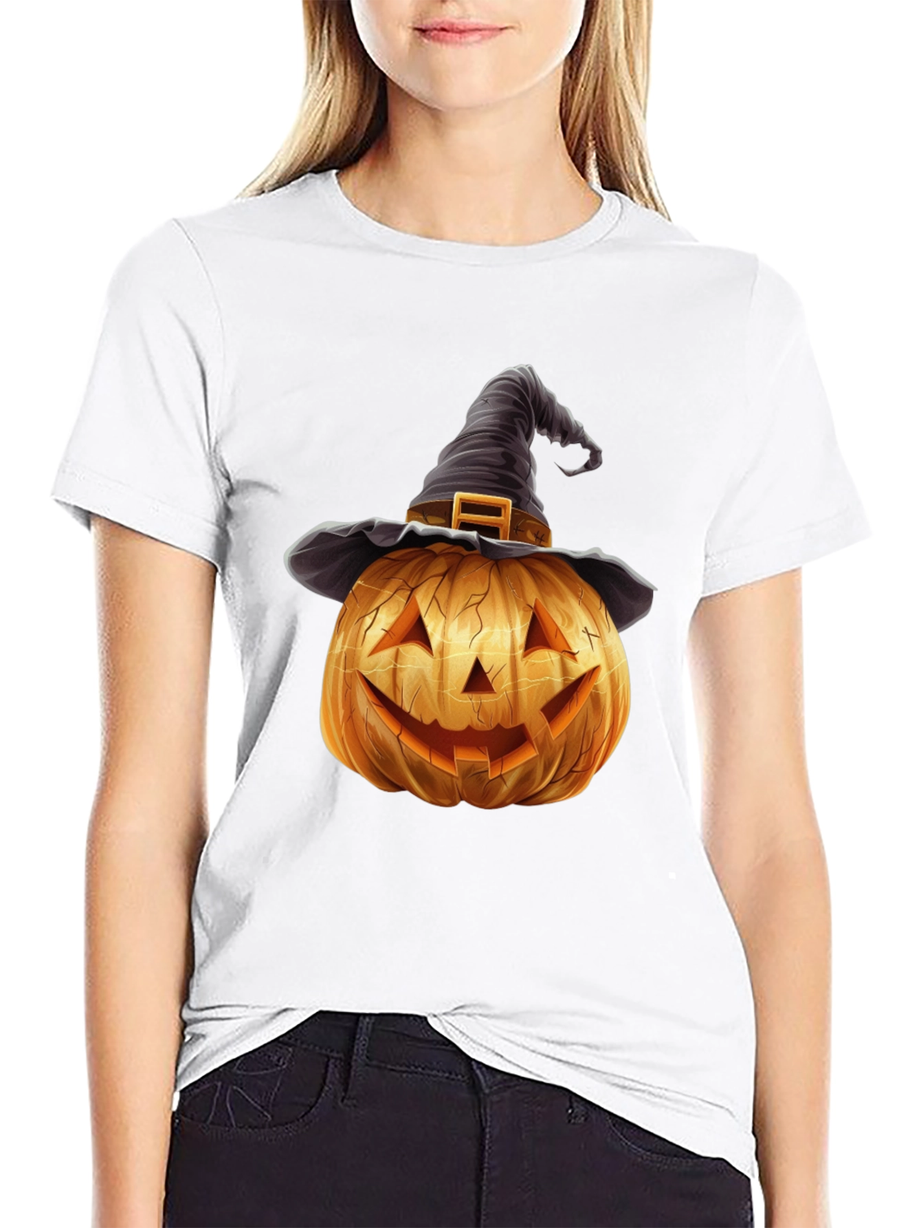 Halloween Pumpkin Witch Hat T-Shirt
