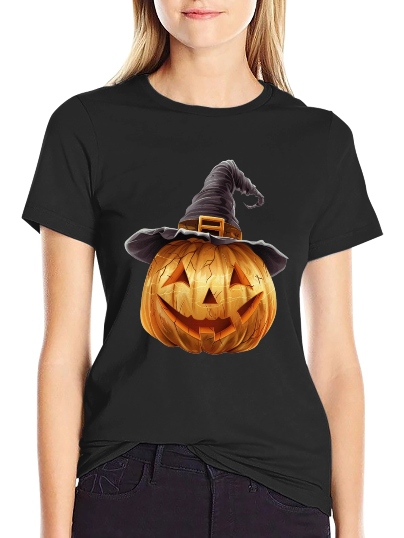 Halloween Pumpkin Witch Hat T-Shirt