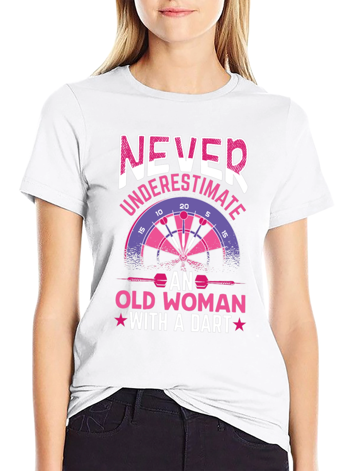 Never Underestimate Old Woman With A Dart T-Shirt
