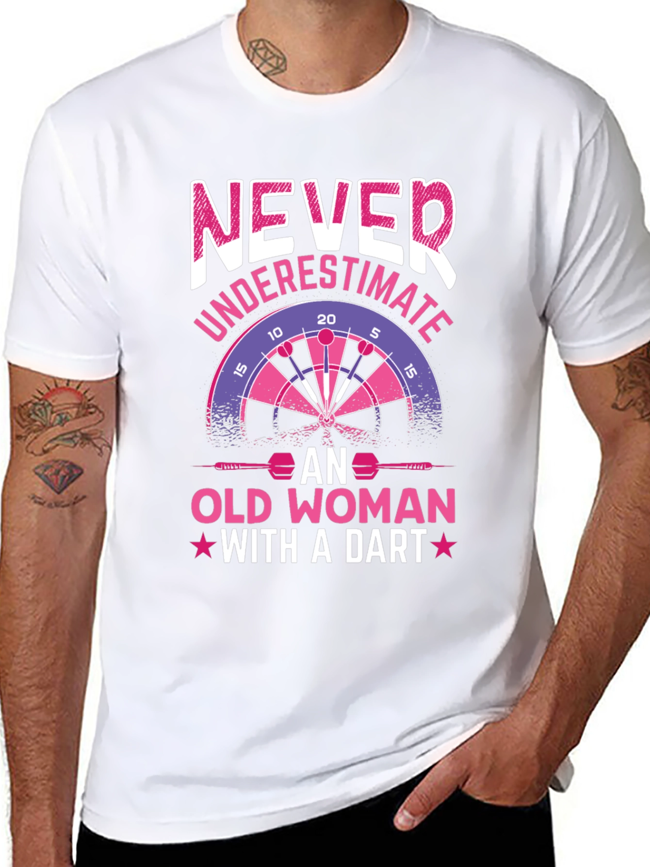 Never Underestimate Old Woman With A Dart T-Shirt