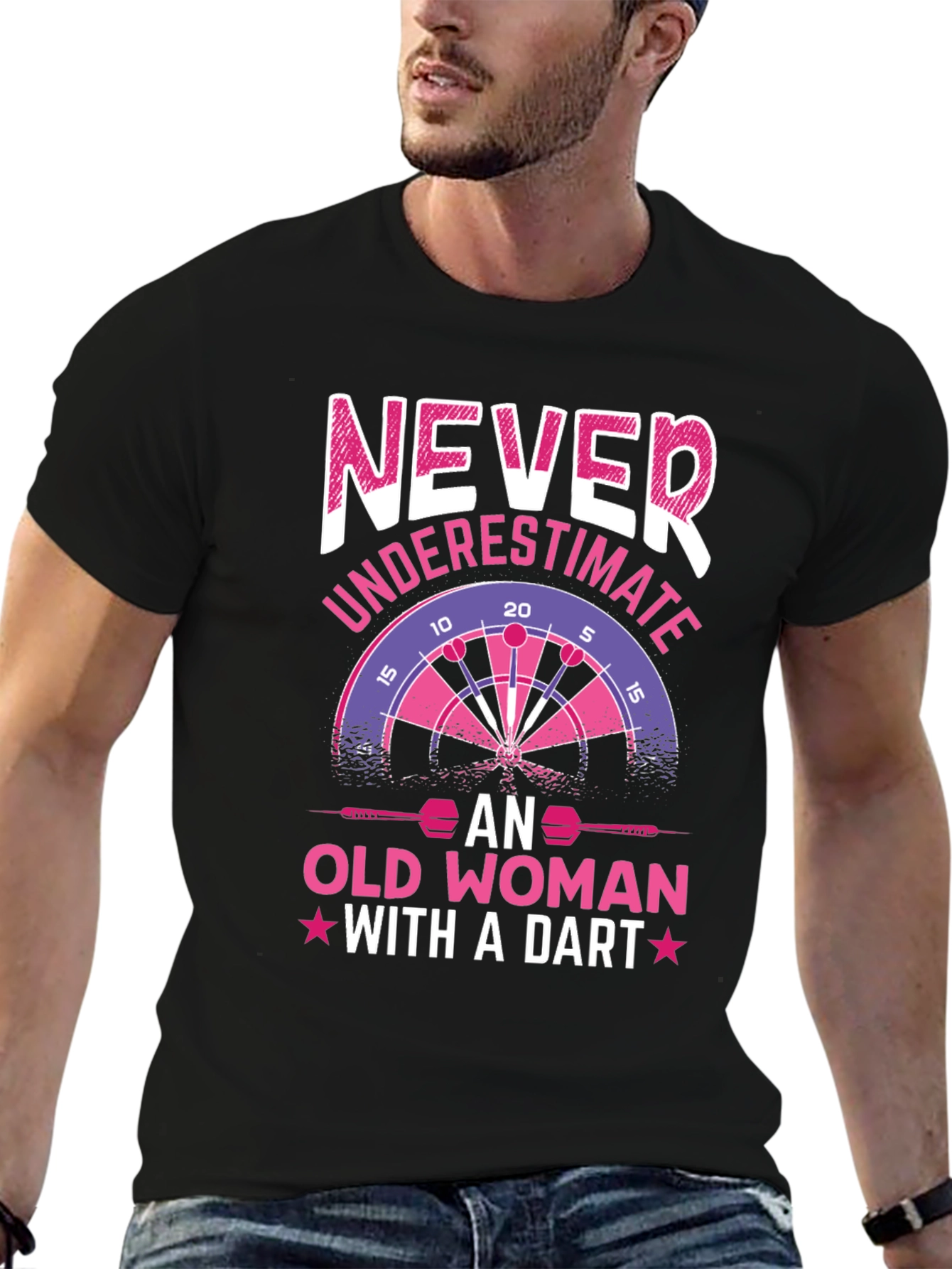 Never Underestimate Old Woman With A Dart T-Shirt
