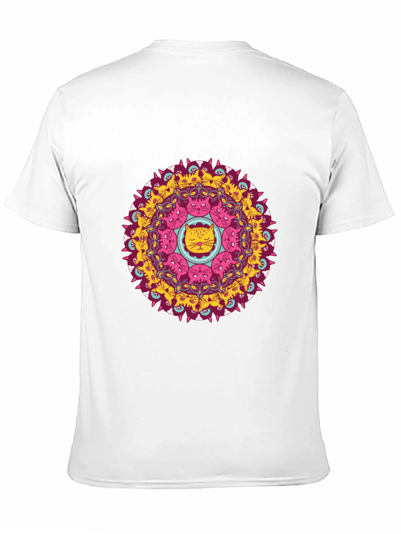 Cat Mandala Graphic T-Shirt - Black