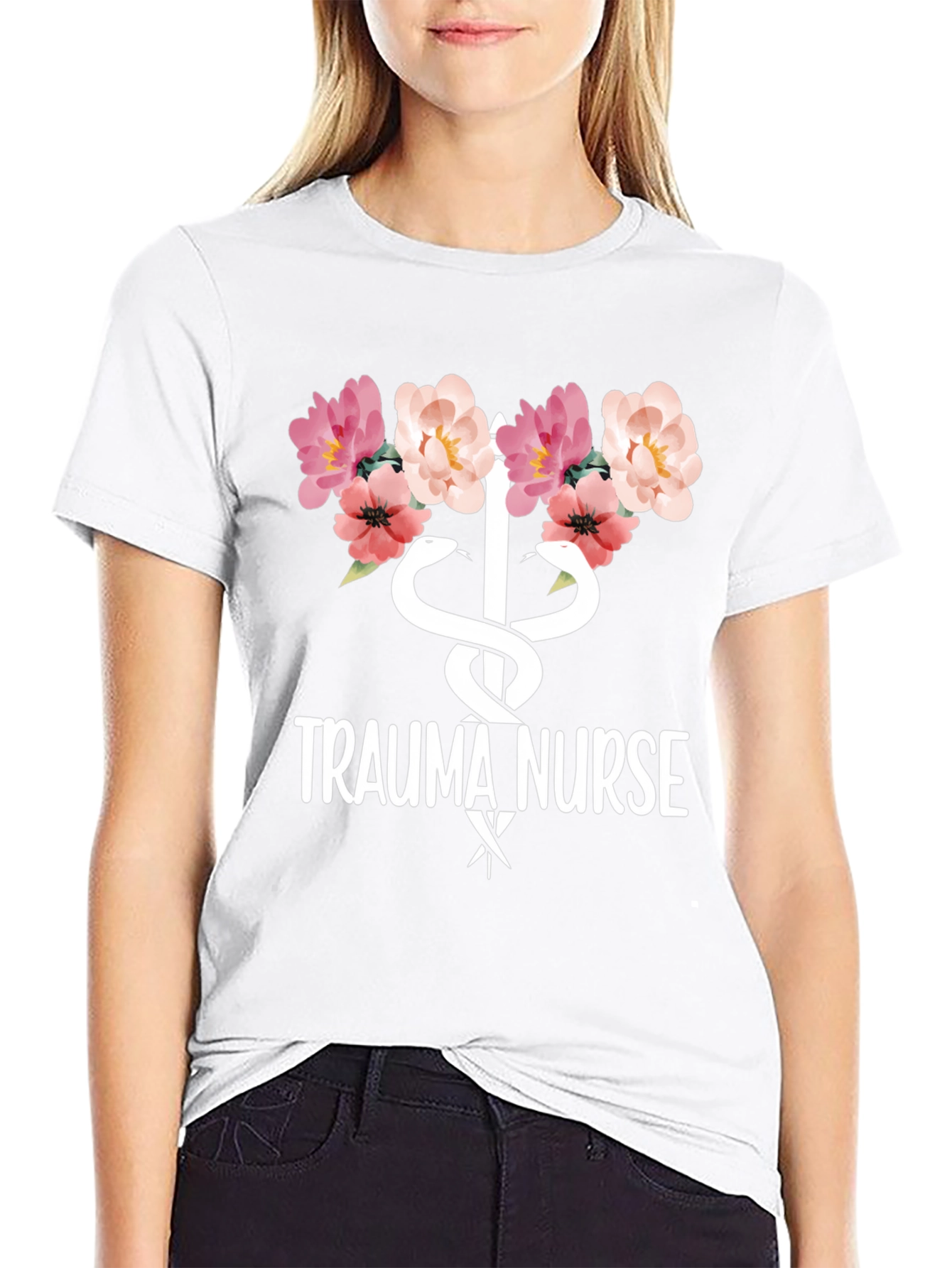 Trauma Nurse Floral Graphic Tee - Medical Apparel