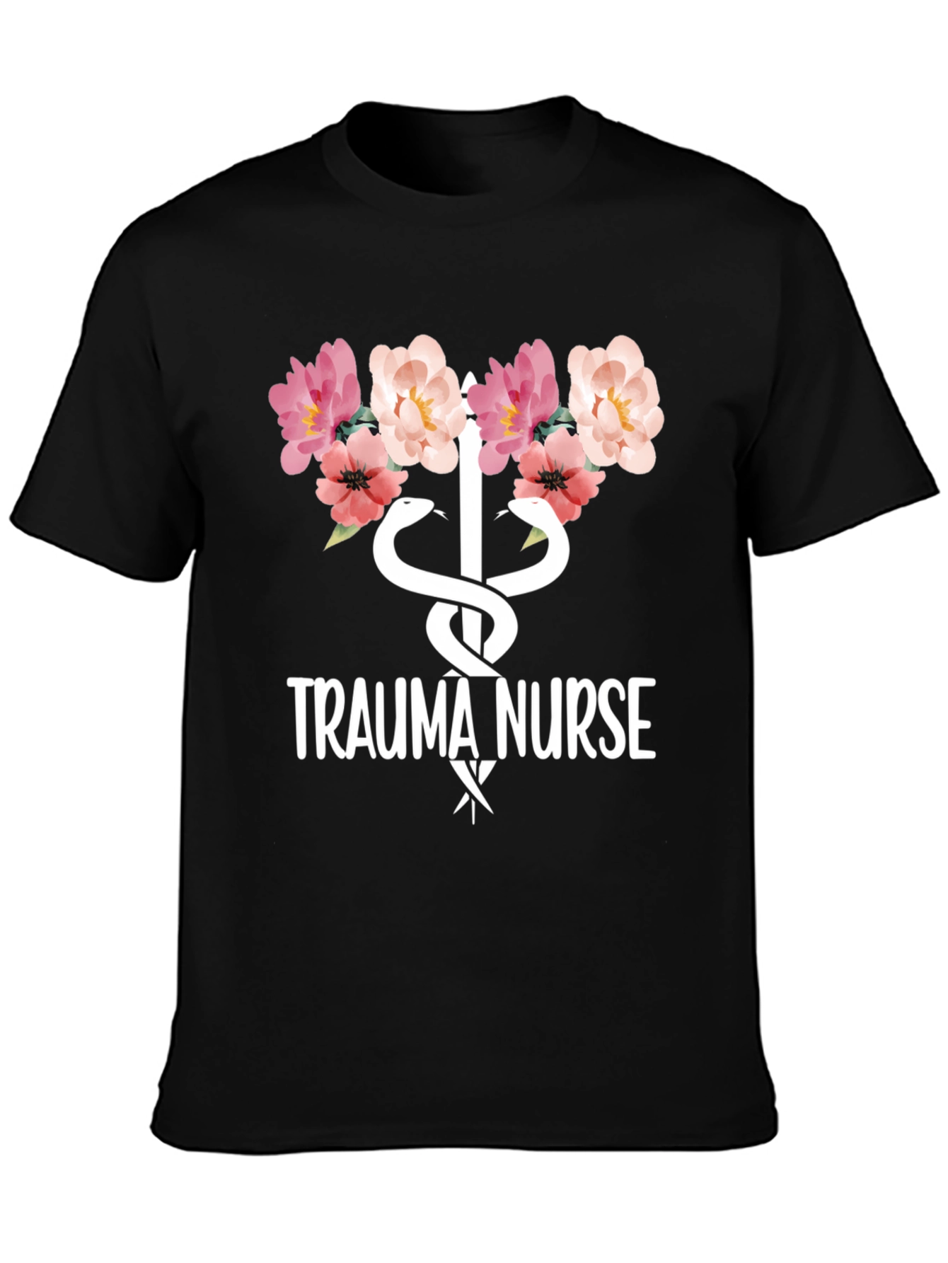 Trauma Nurse Floral Graphic Tee - Medical Apparel